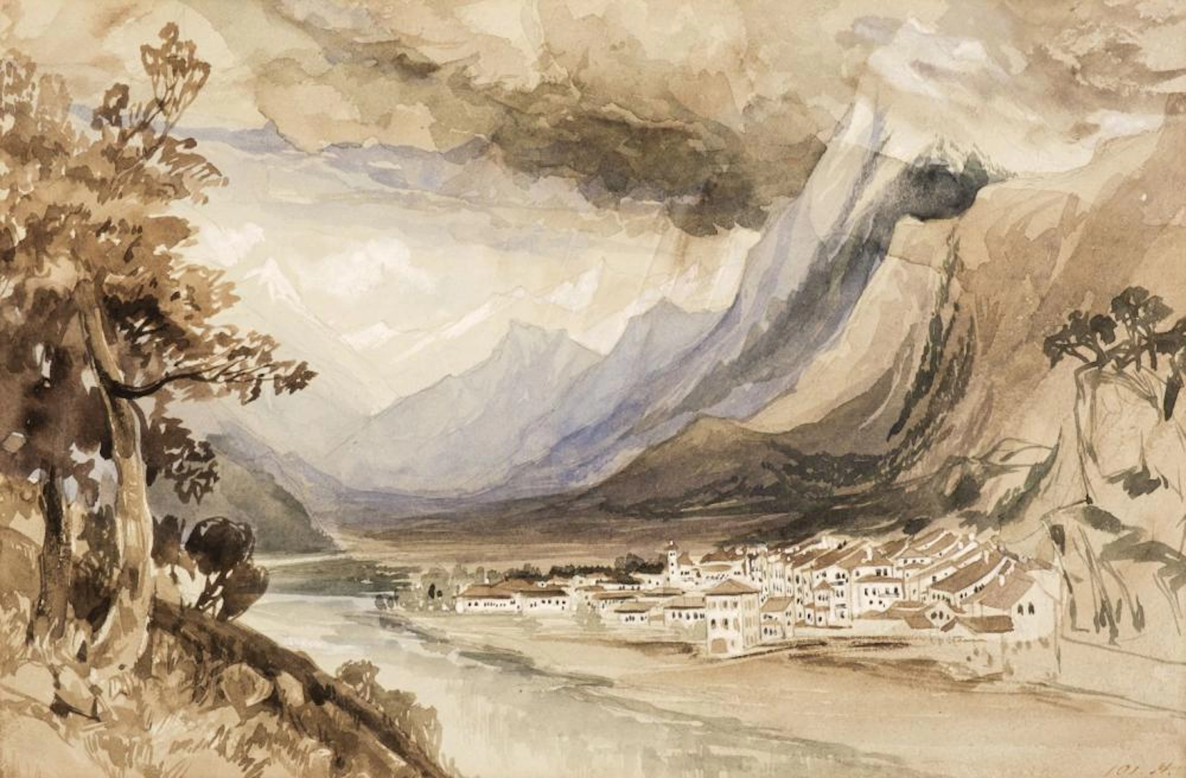 * Lear (Edward, 1812-1888). Saint Moritz, Switzerland, watercolour