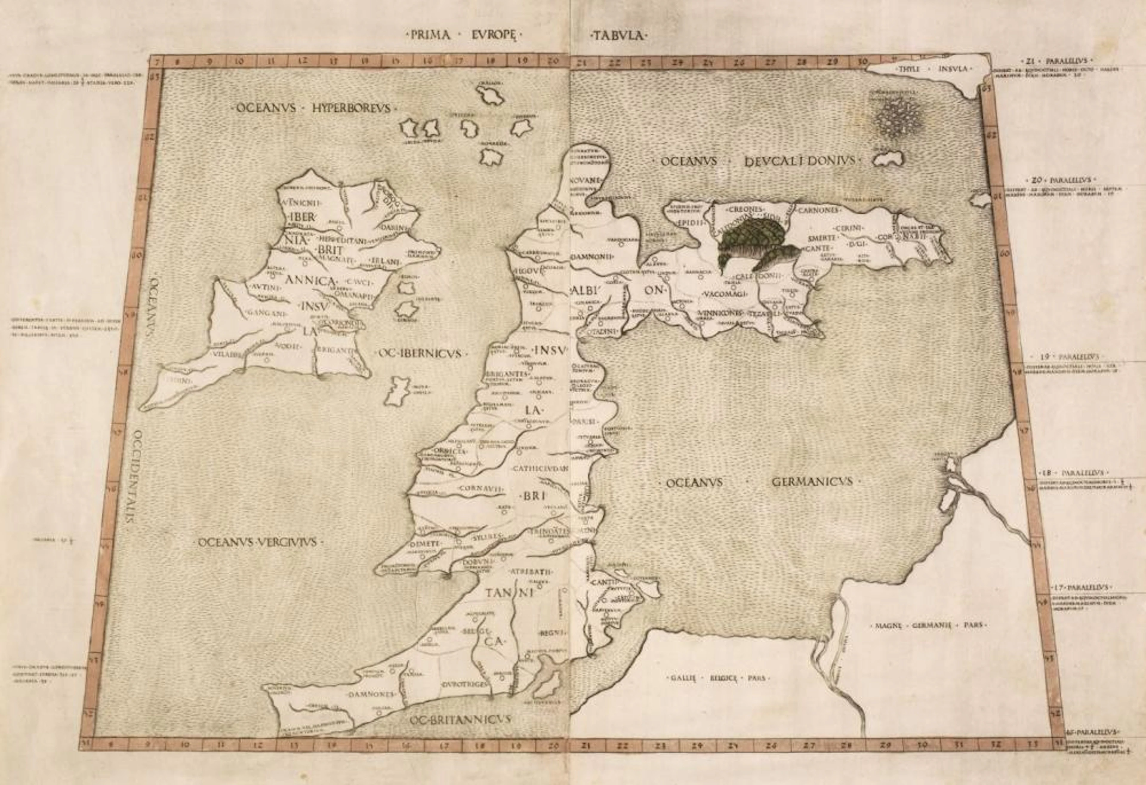 British Isles. Ptolemy (Claudius). Prima Europe Tabula, [1490]