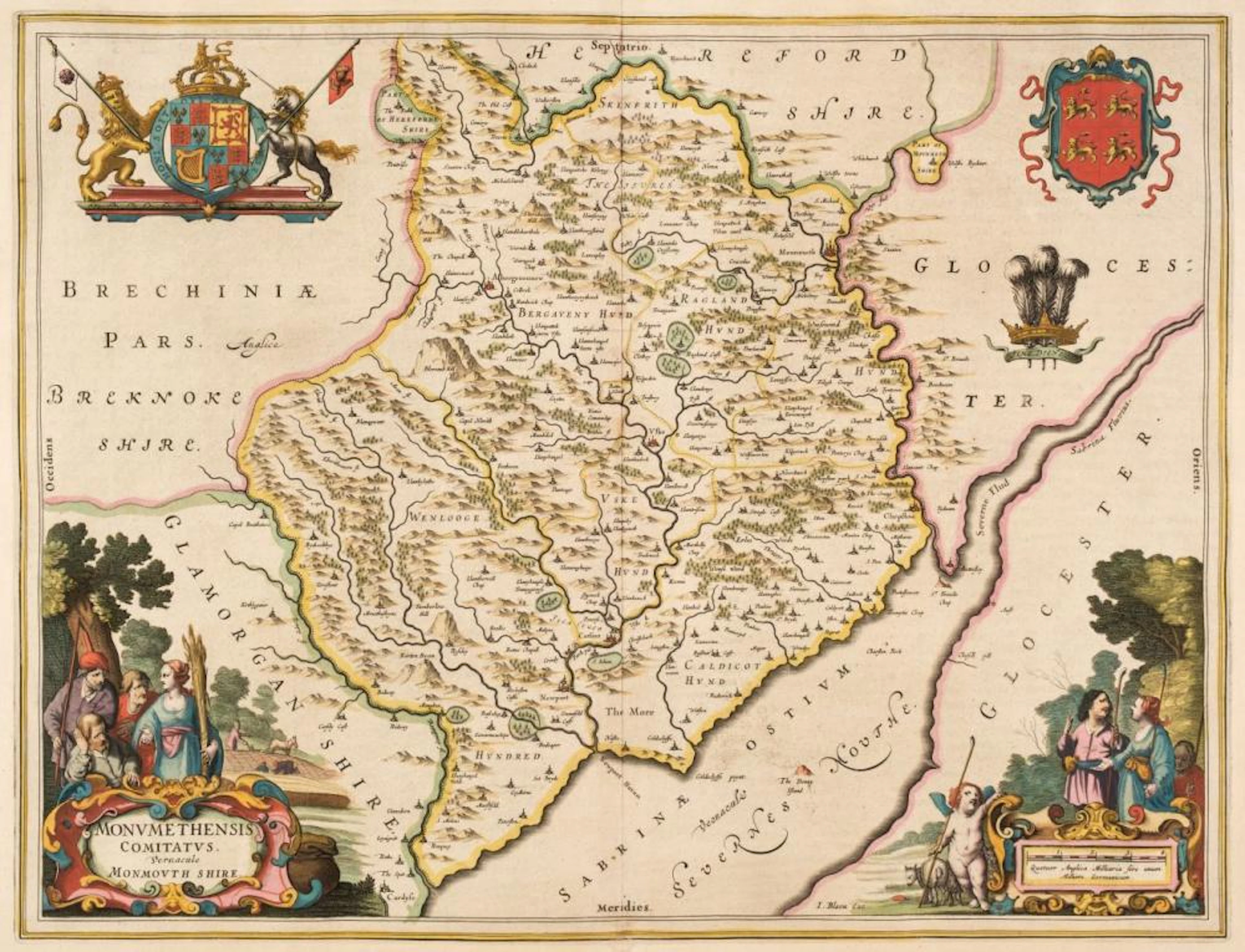 Wales. Blaeu (Joannes), Three county maps, Amsterdam circa 1648