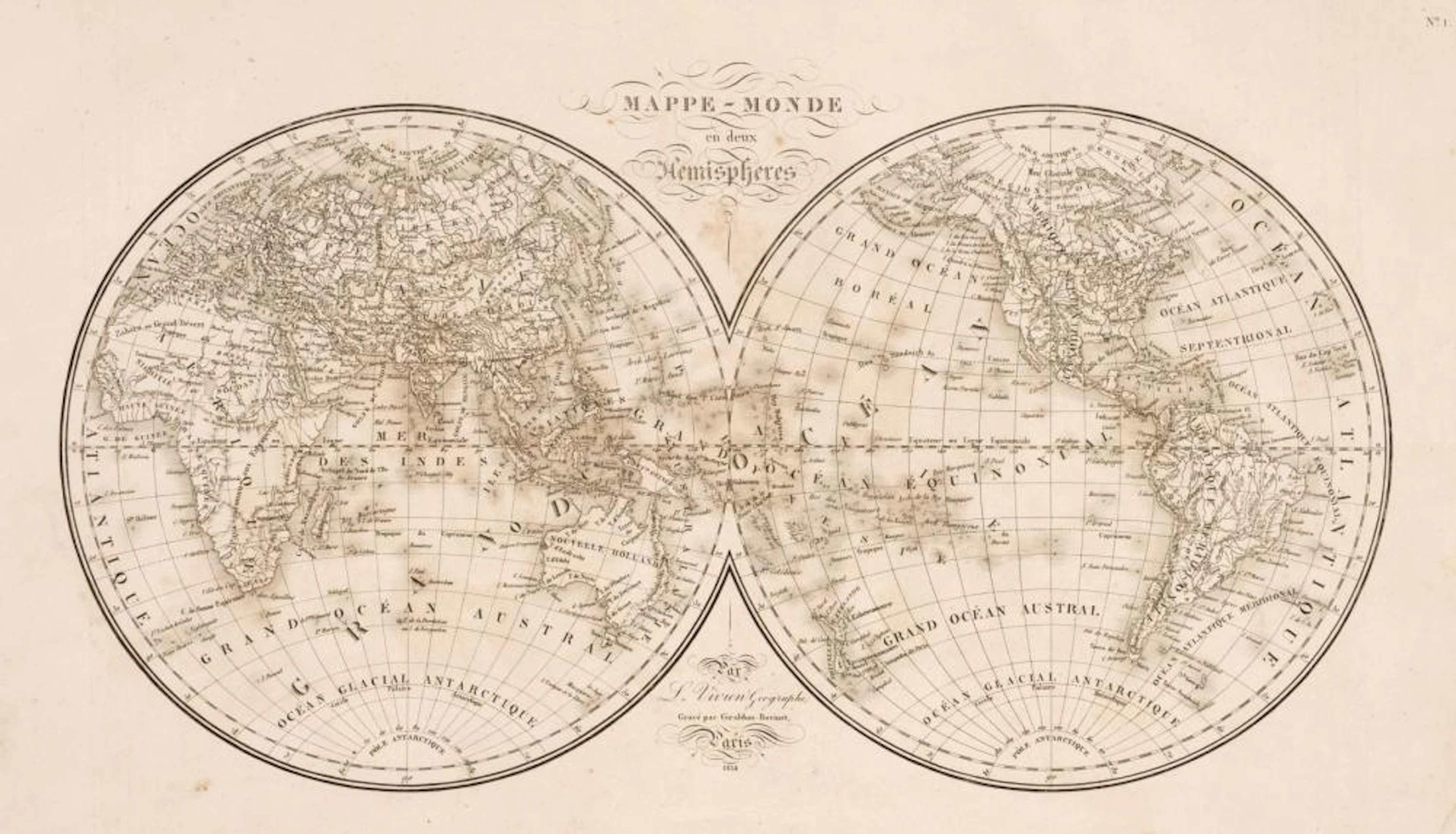 Vivien de Saint Martin (Louis). Atlas Universal pour servir a L'etude..., 1834