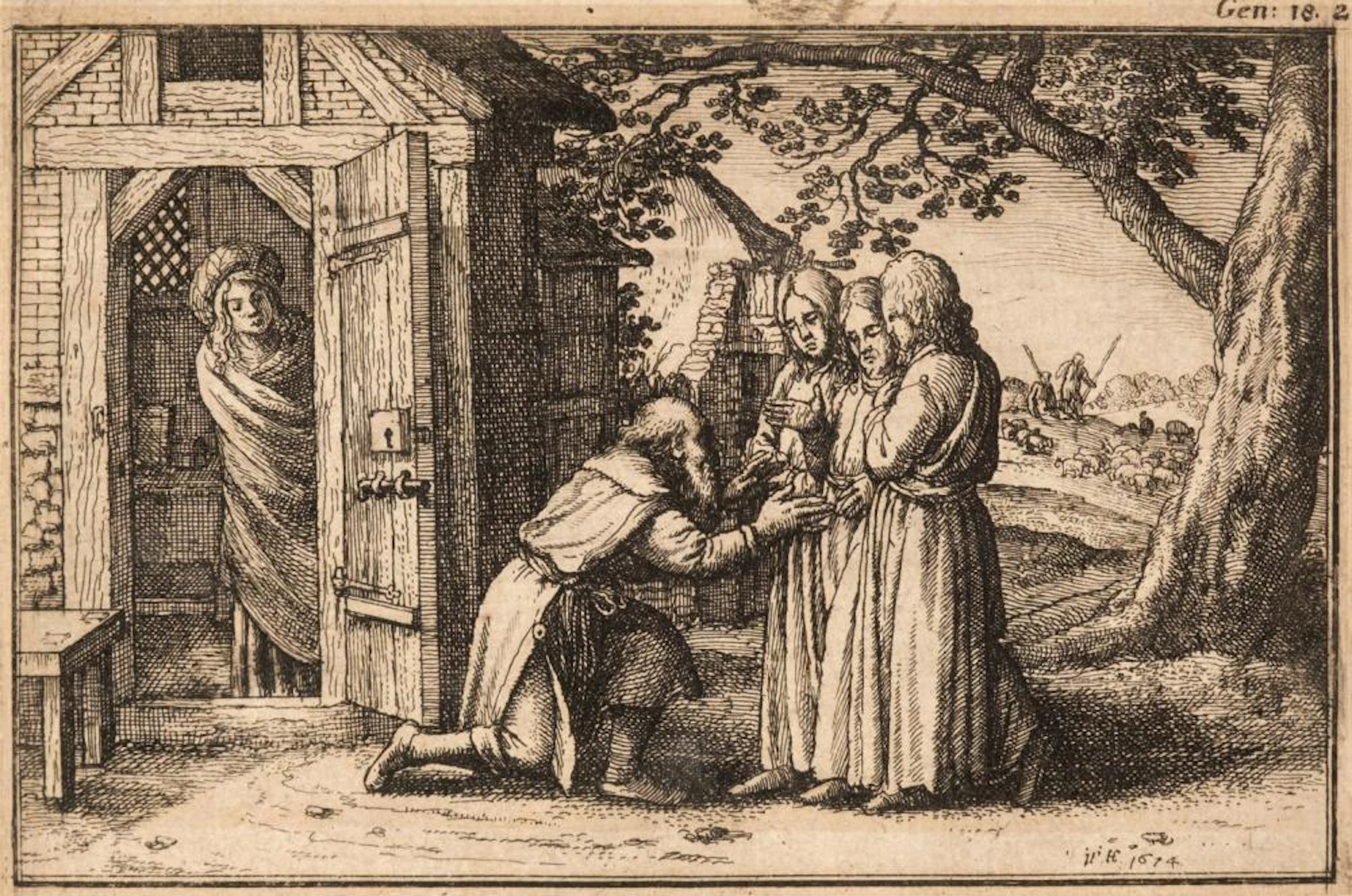 * Hollar (Wenceslaus, 1607-1677). The Angler, 1650, etching, and three others