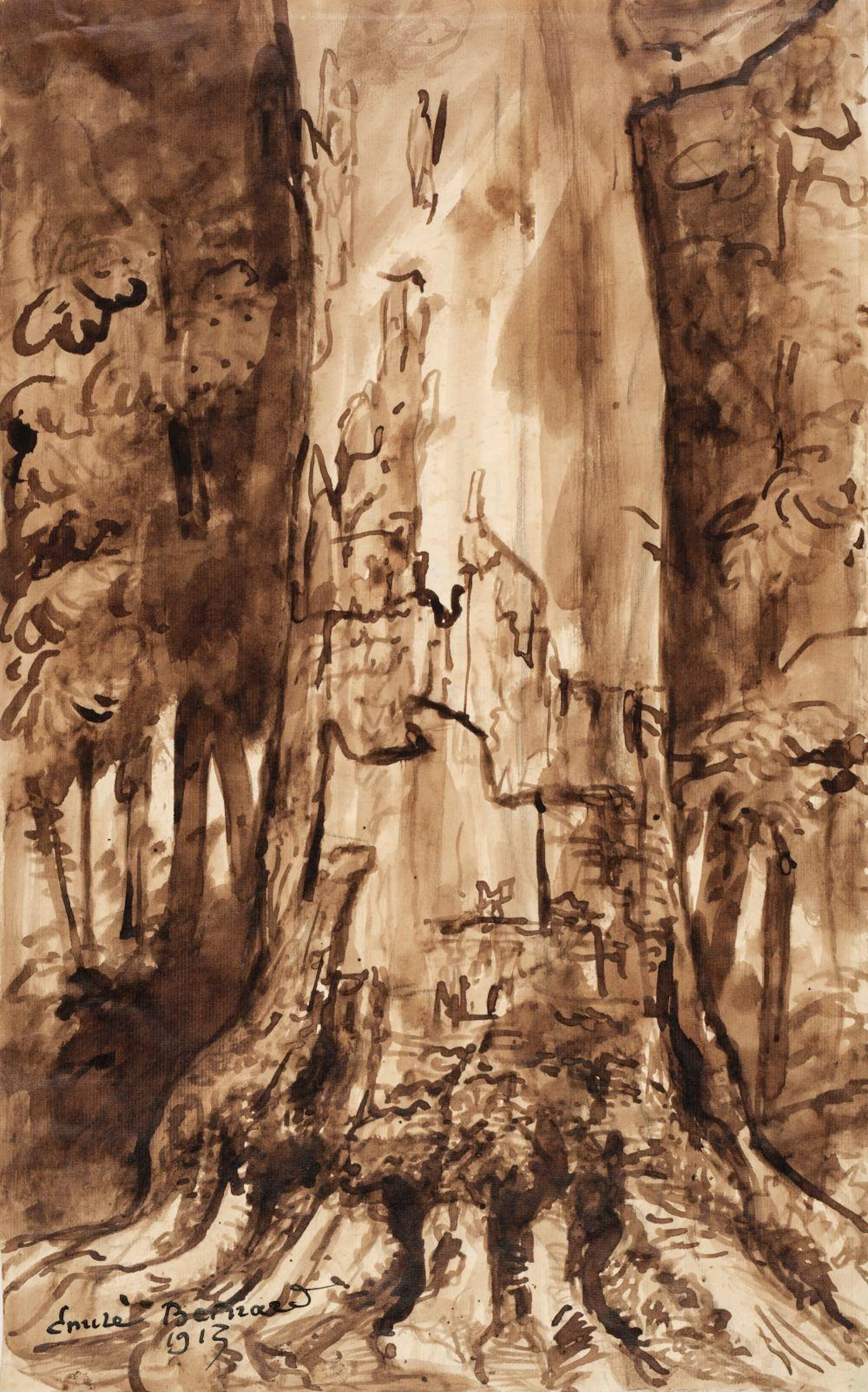 Bernard (Emile Henri, 1868-1941). Study of a Tree in a Forest, 1913