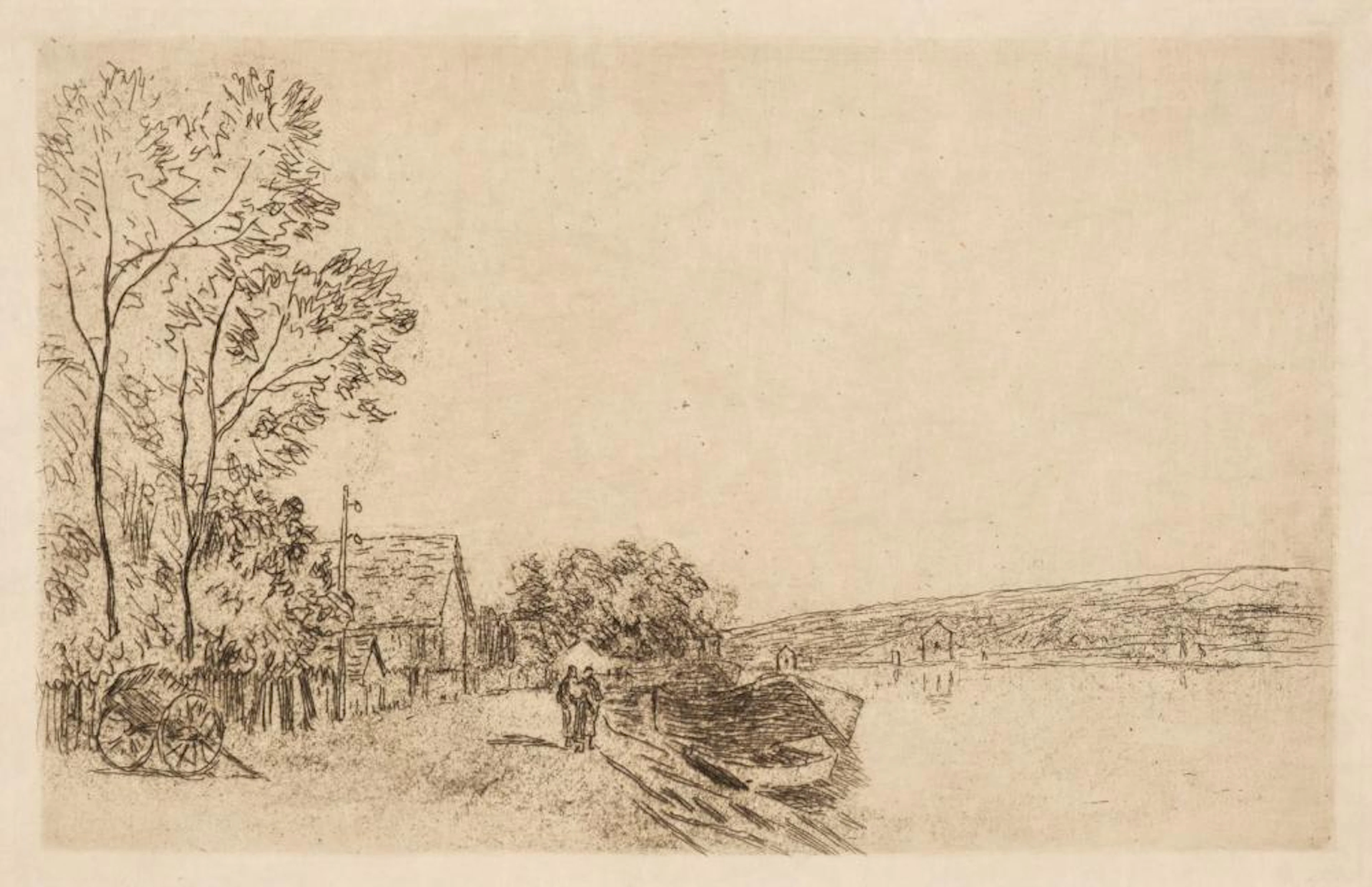 Sisley (Alfred). Bords du Loing, La Charette, 1890