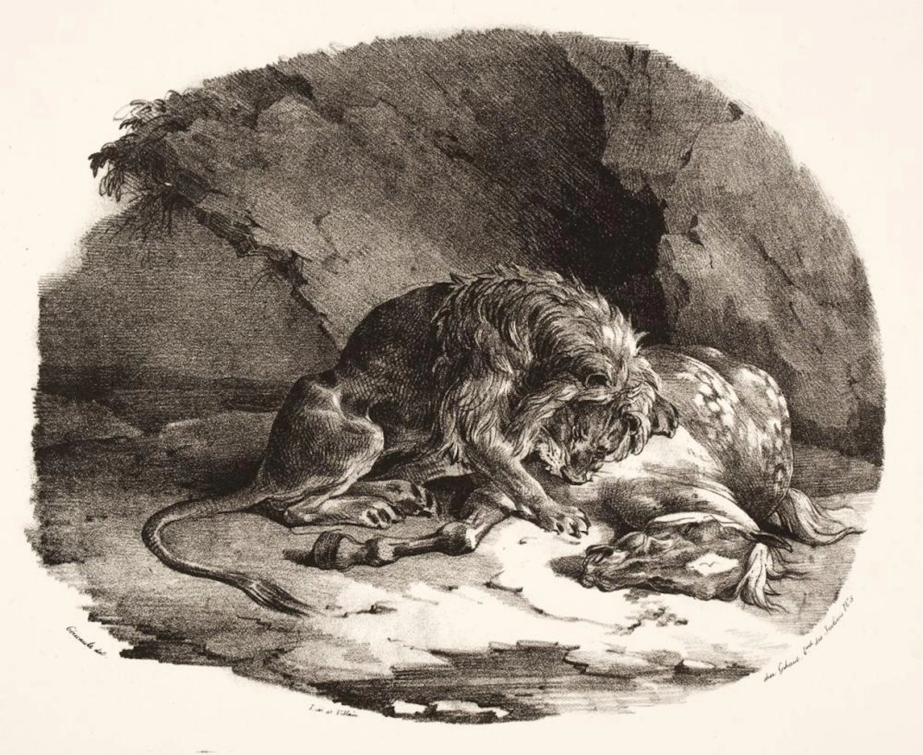 Géricault, Cheval devoré par un lion, 1823