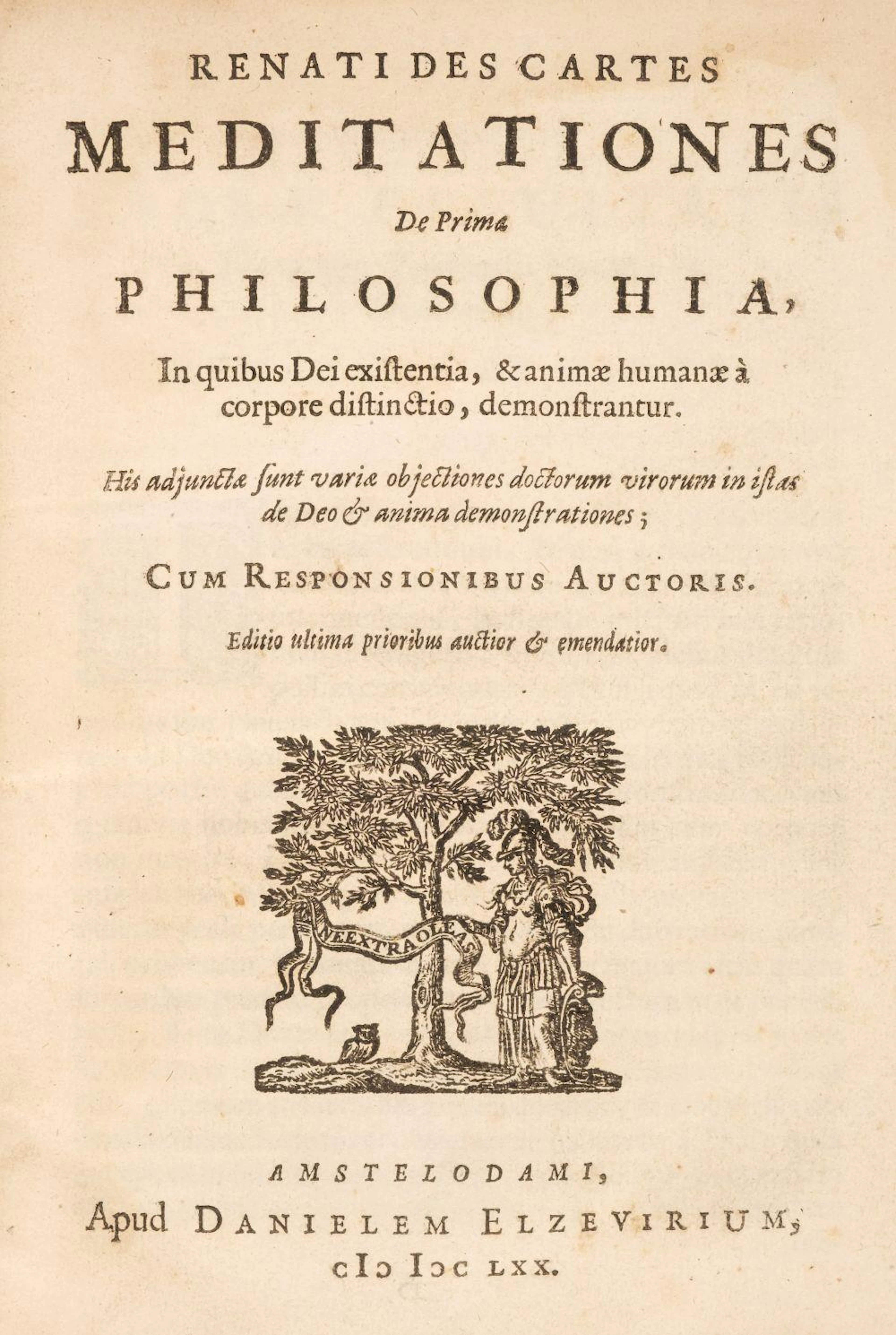 Descartes (René). Meditationes de prima philosophia... , Amsterdam, 1670
