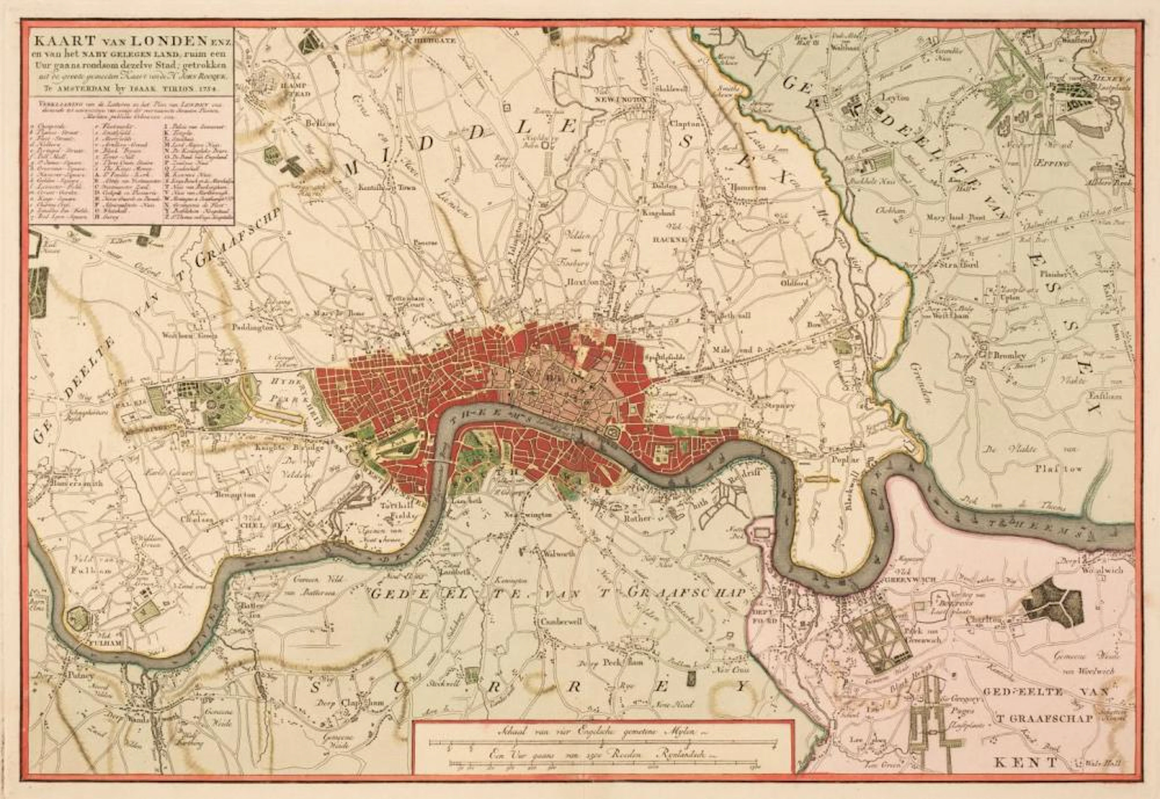London. Tirion (Isaak), Kaart van Londen..., 1754