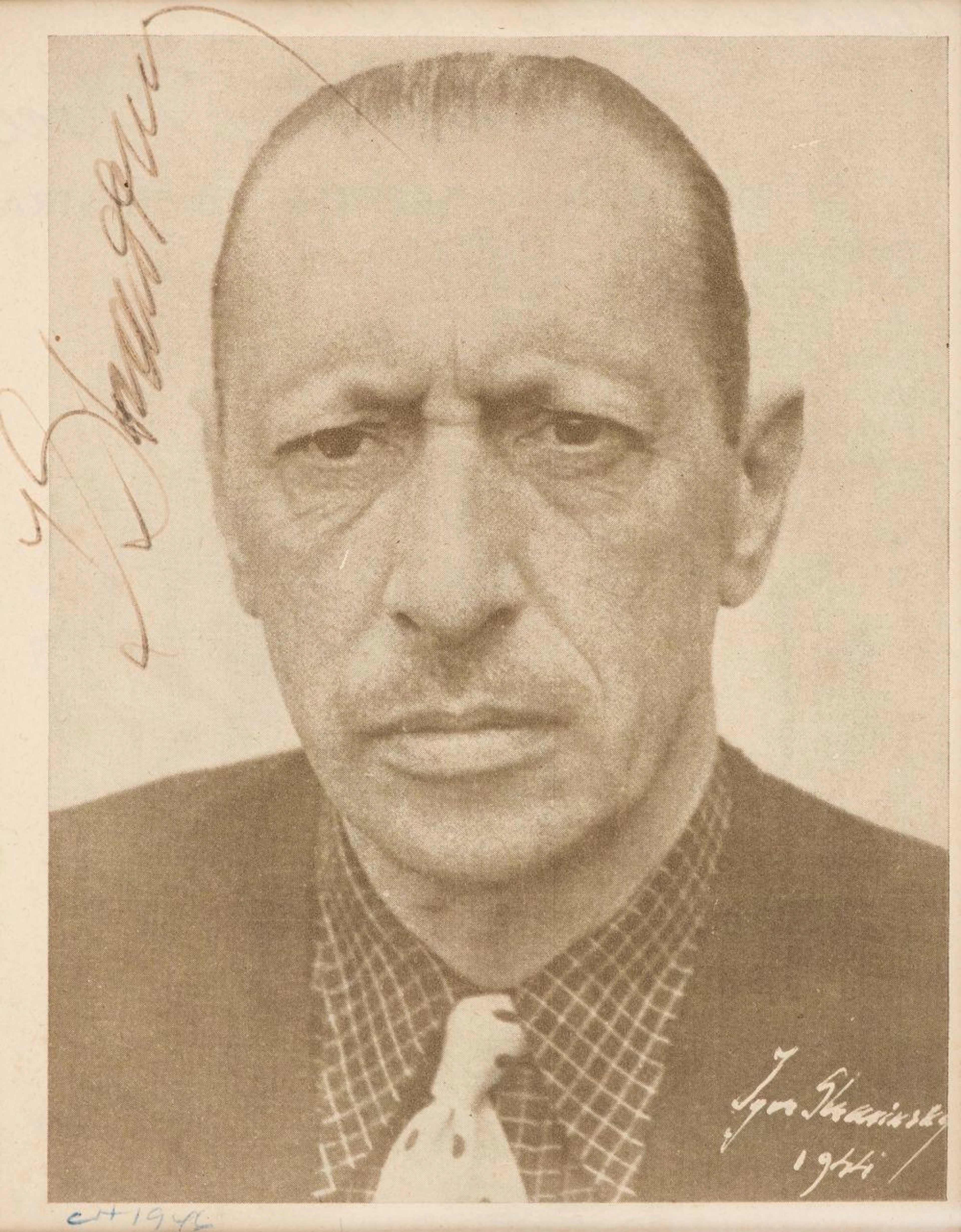 Stravinsky (Igor, 1882-1971). Signed portrait, c. 1946