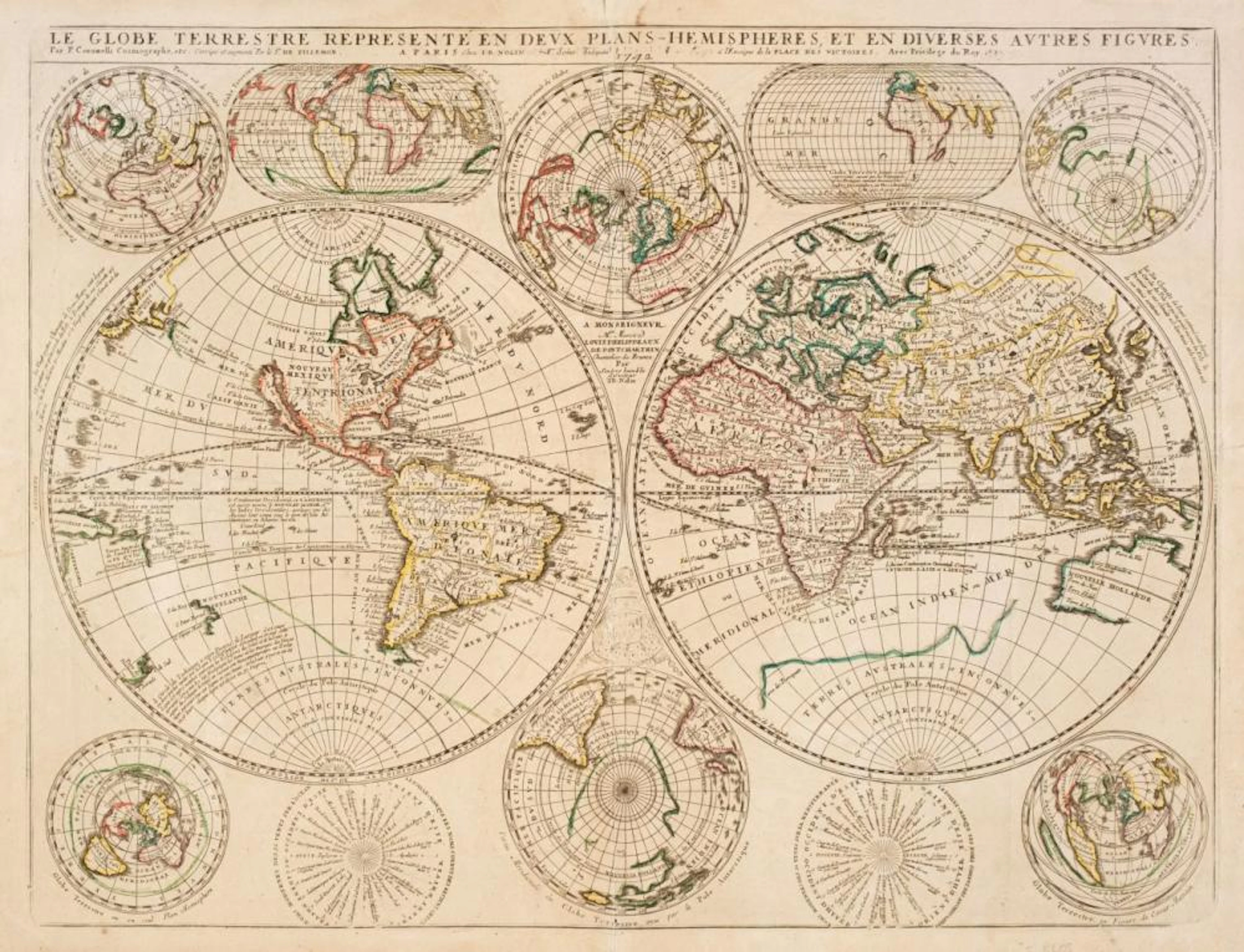 World. Coronelli (Vincenzo Maria), Le Globe Terrestre..., 1742