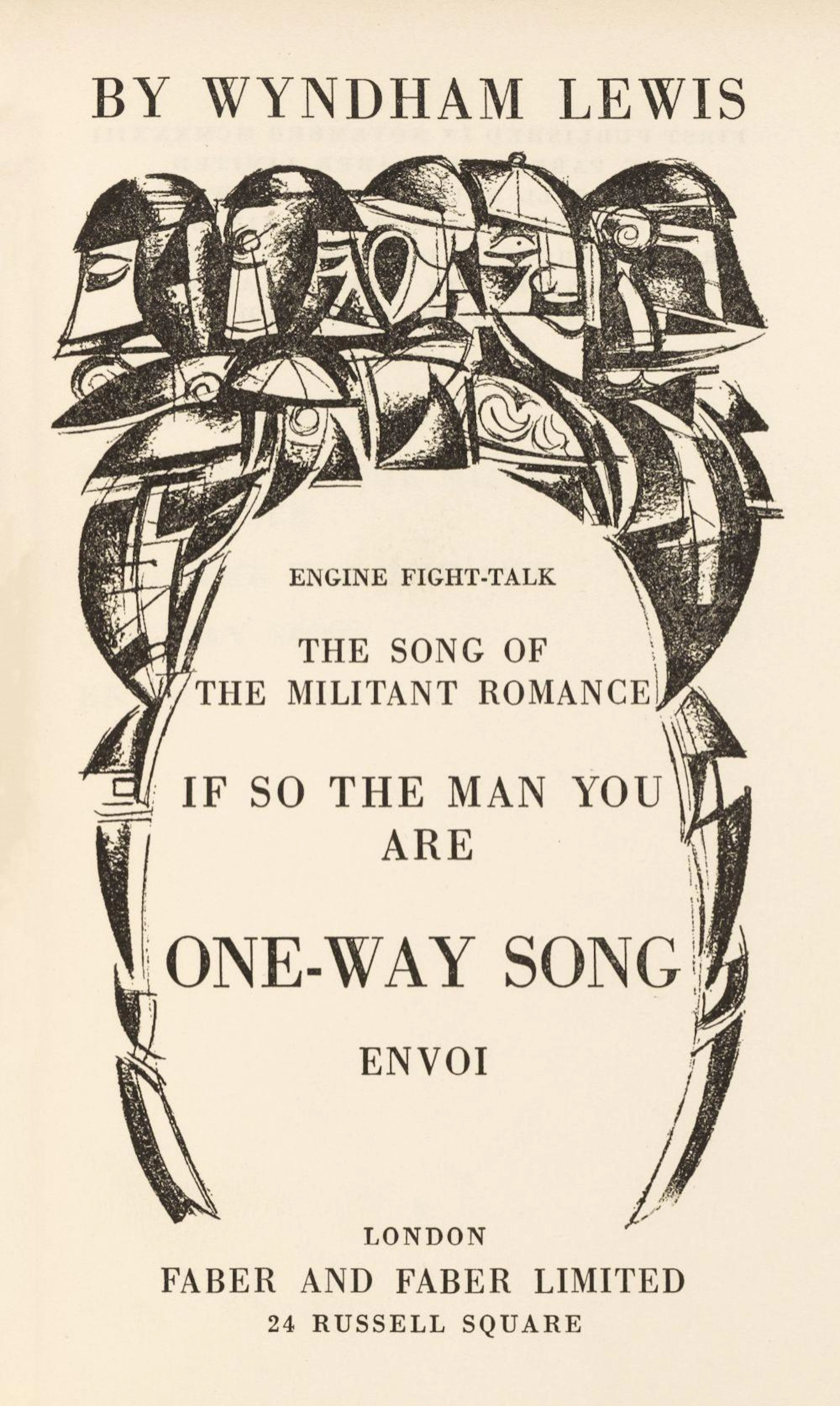 Lewis (Wyndham). One-Way Song, 1933, limited signed edition of 40