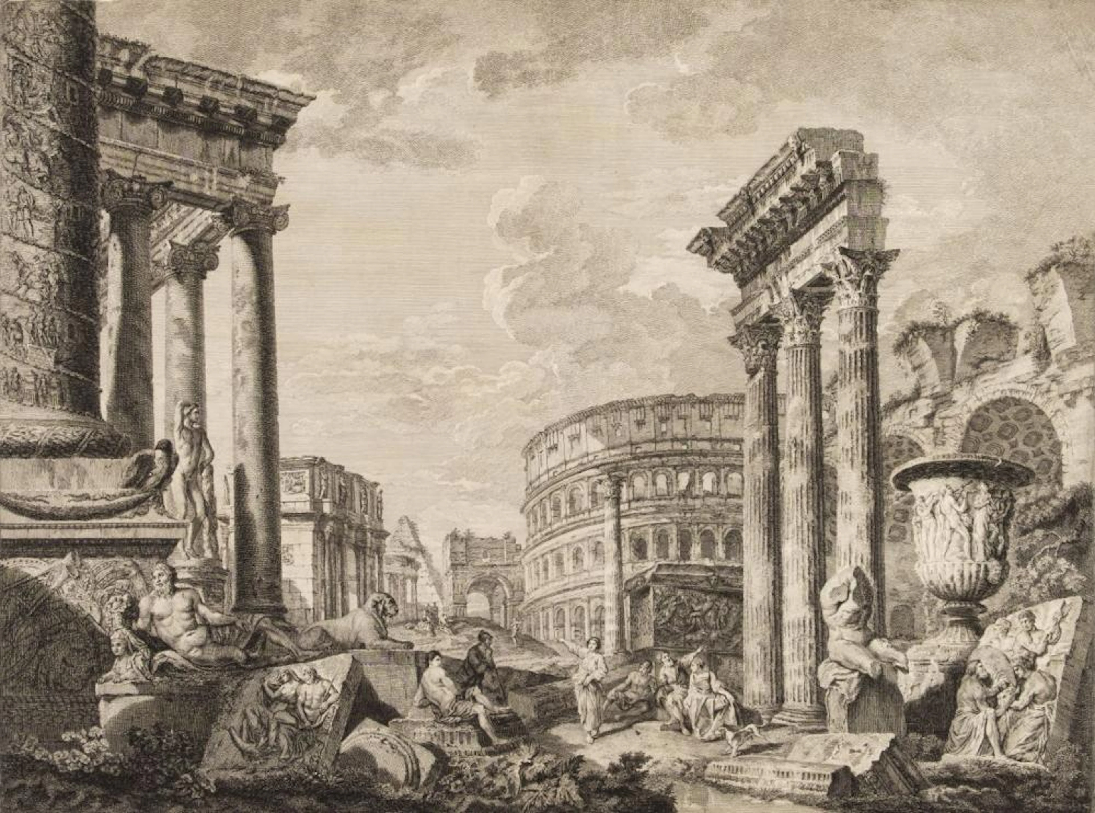 Muller (Johann Sebastian, 1715-1785). Ruins of Rome, after Panini, 1753, etching