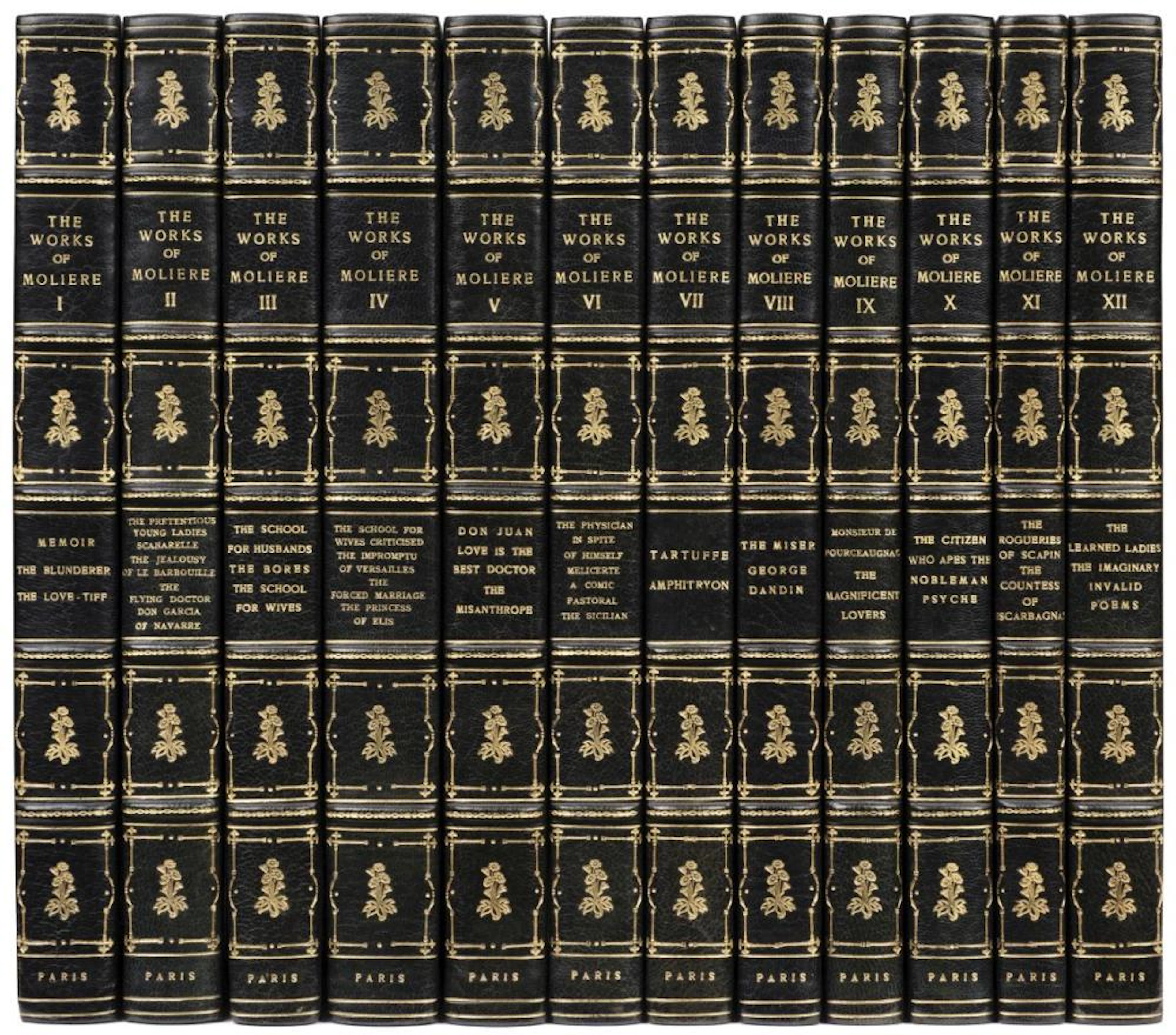 Moliere (Jean Baptiste Poquelin de) Works, 12 volumes circa 1895
