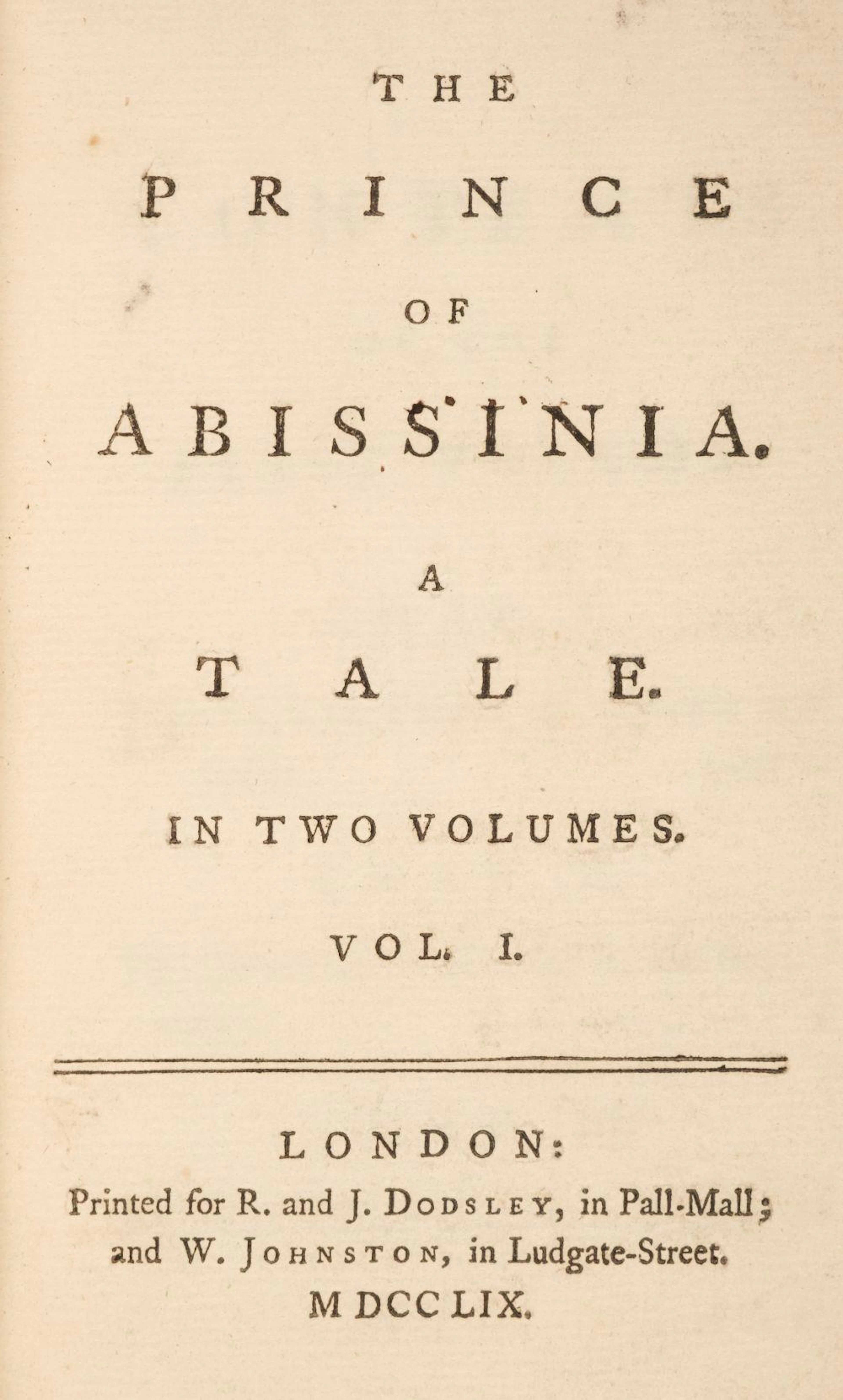 Johnson (Samuel). The Prince of Abissinia..., 1759