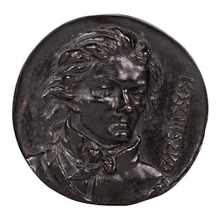 David d'Angers, Bust portrait roundel of Kosciuszko, bronze relief