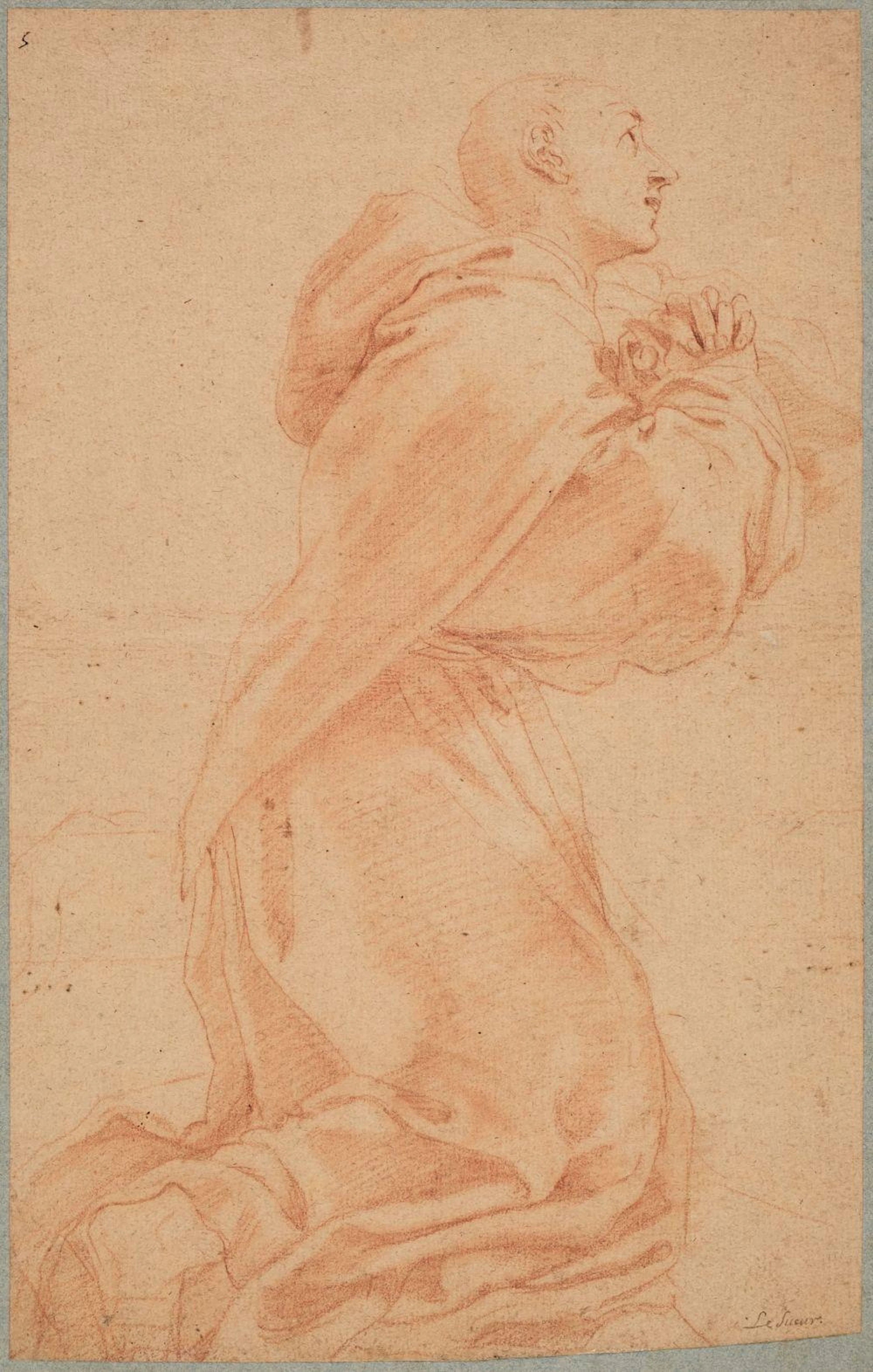 Attributed to Eustache le Sueur (1617-1655). A Friar in Supplicatio