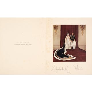 Elizabeth II (1926-2022) & Prince Philip (1921-2021). Christmas card, 1953