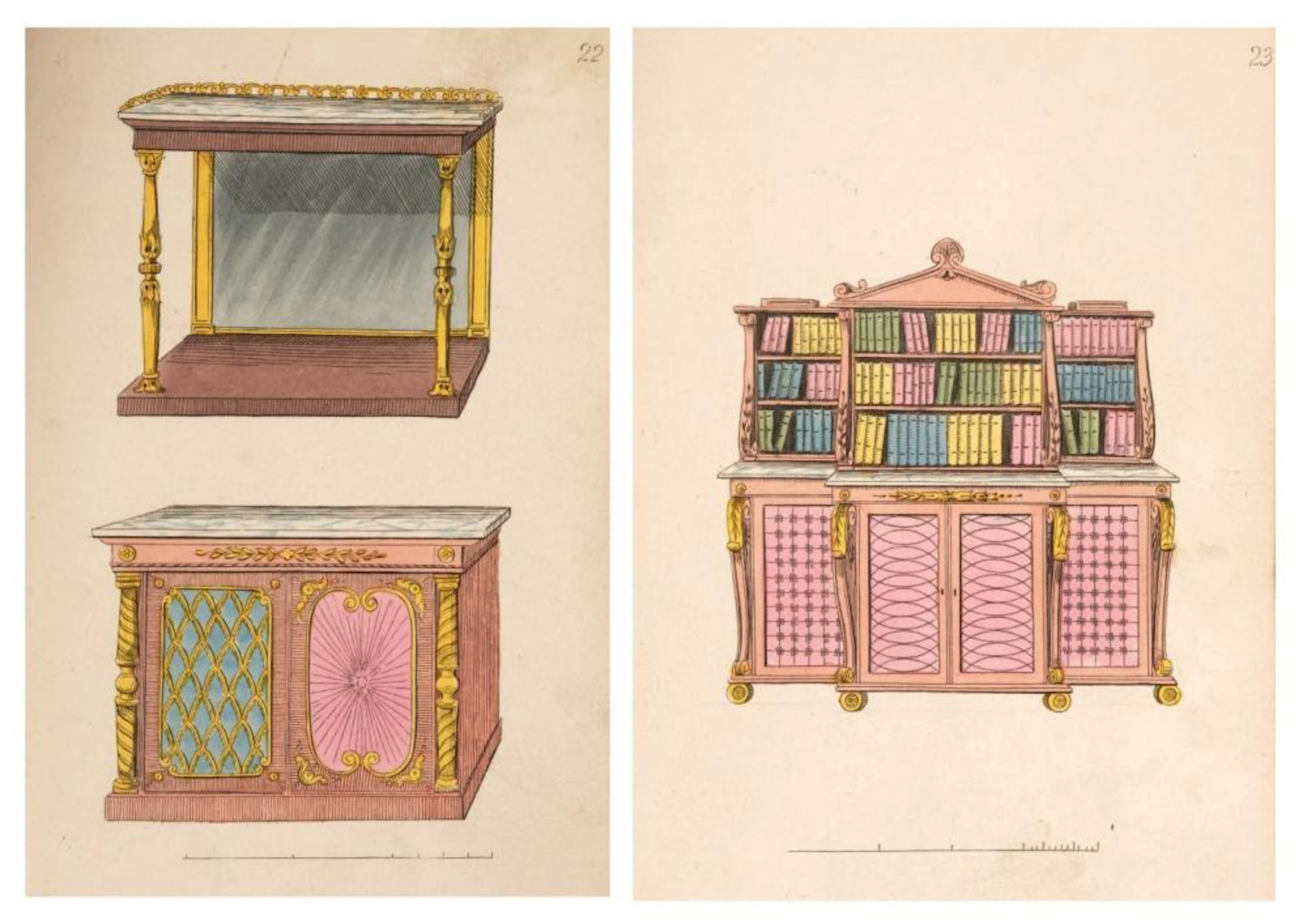 Furniture Designs. Volume containing 50 plates of furniture designs, circa 1822