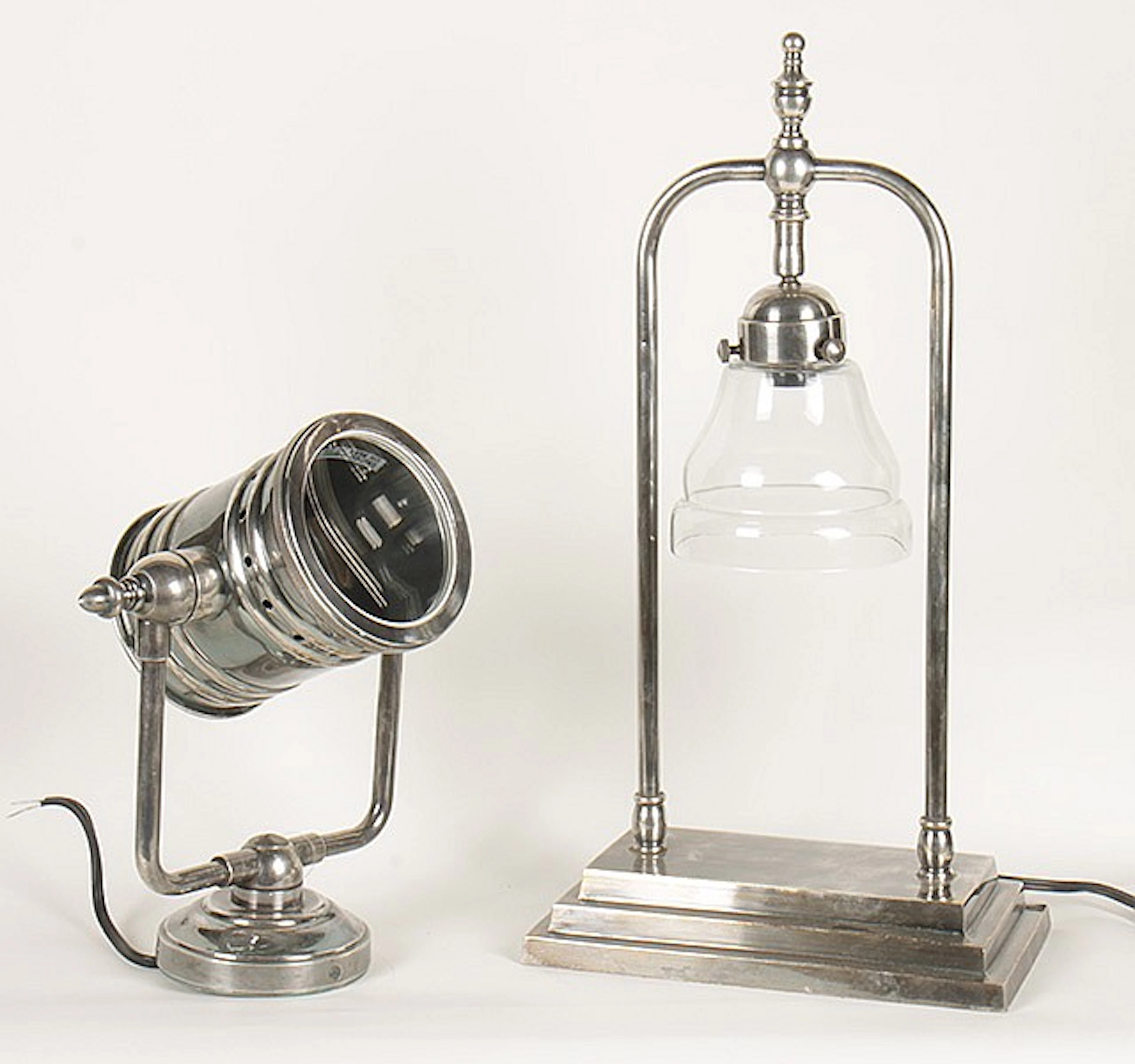 CHROME DESK LAMP AND NAUTICAL STYLE SCONCE