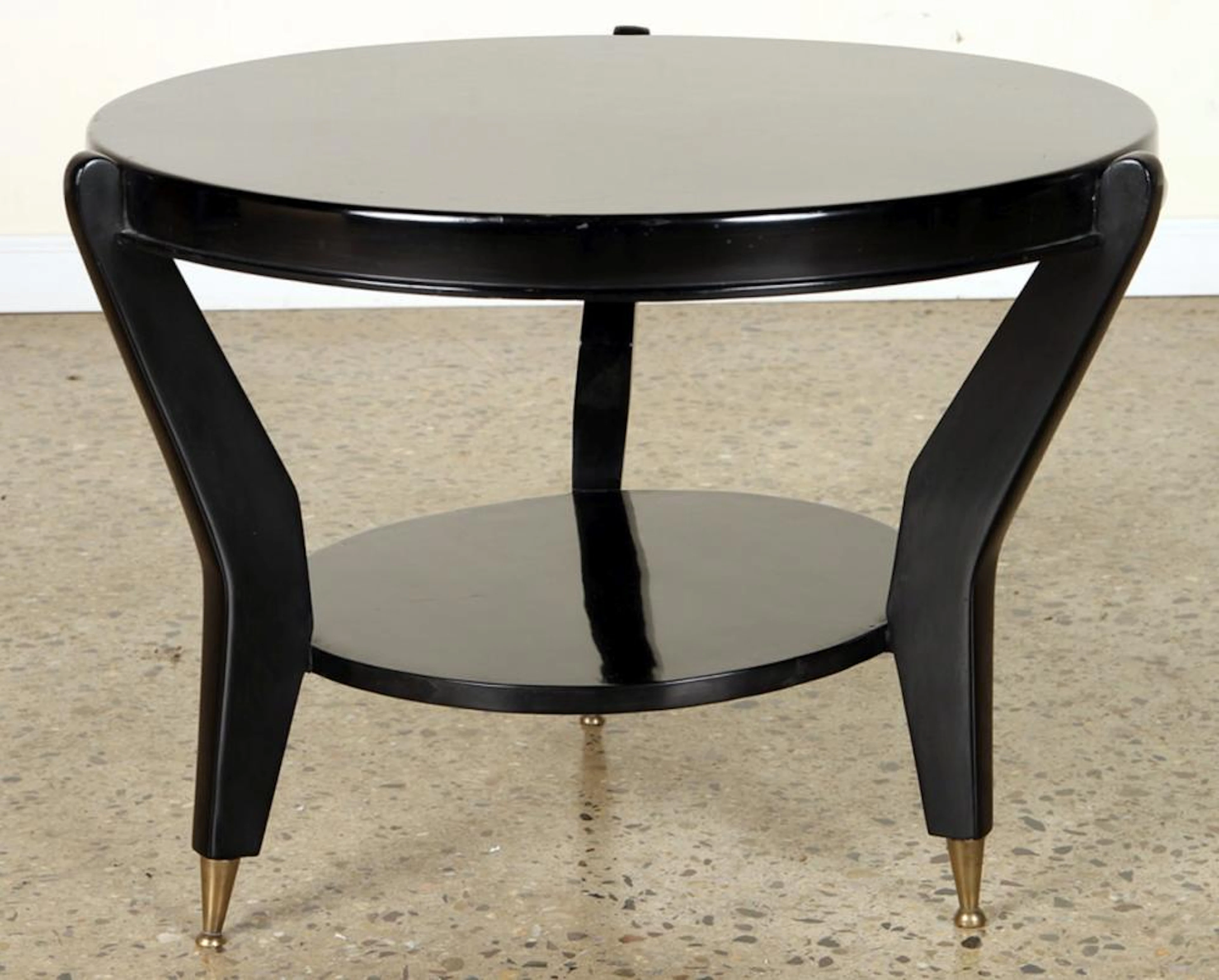FRENCH EBONIZED 2-TIER ROUND COFFEE TABLE C.1950