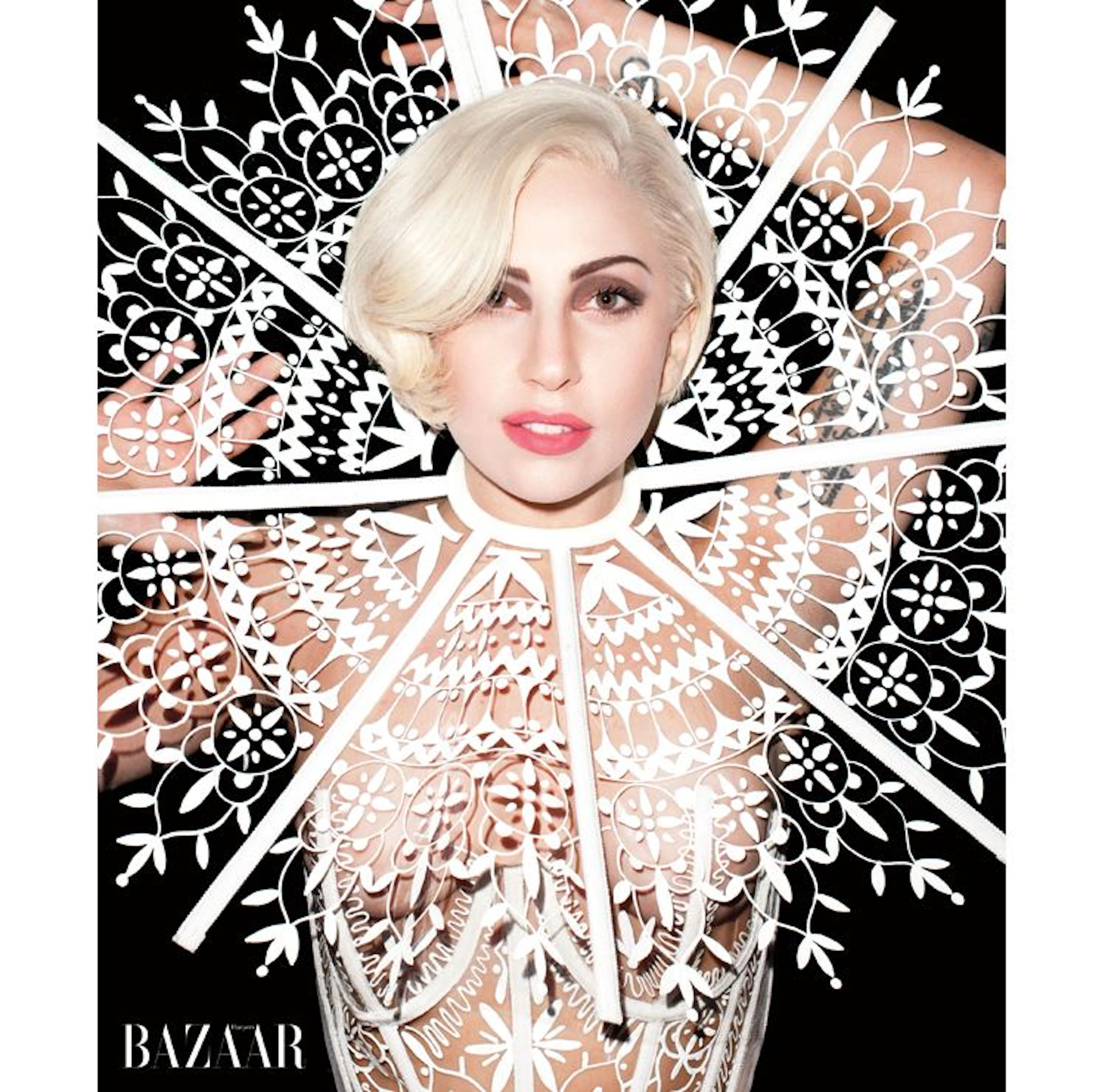 Lady Gaga Harper's Bazaar Magazine Cover Worn Caroline Herrera...