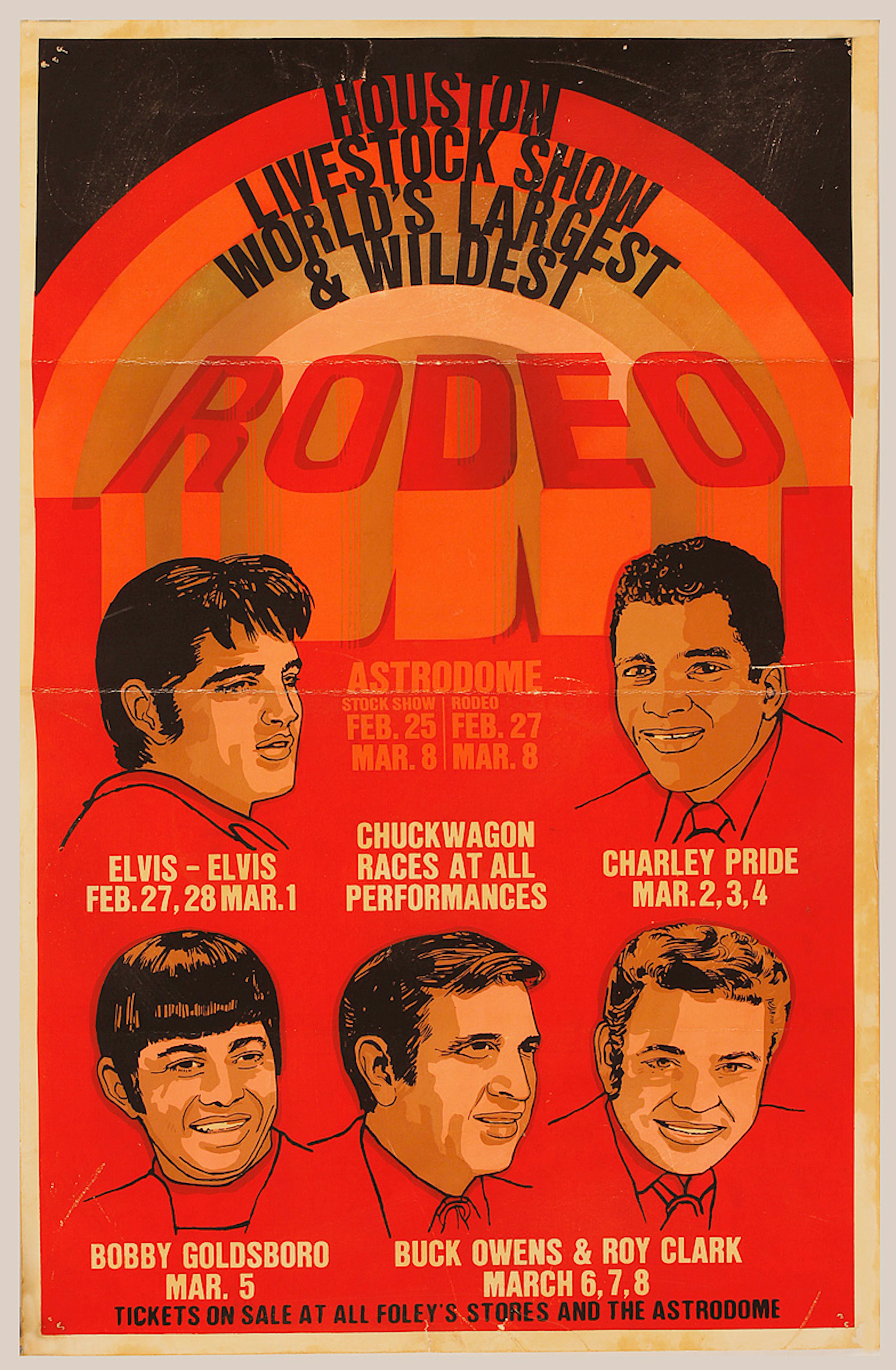 Elvis Presley Original 1970 Houston Livestock Show & Rodeo Concert Poster