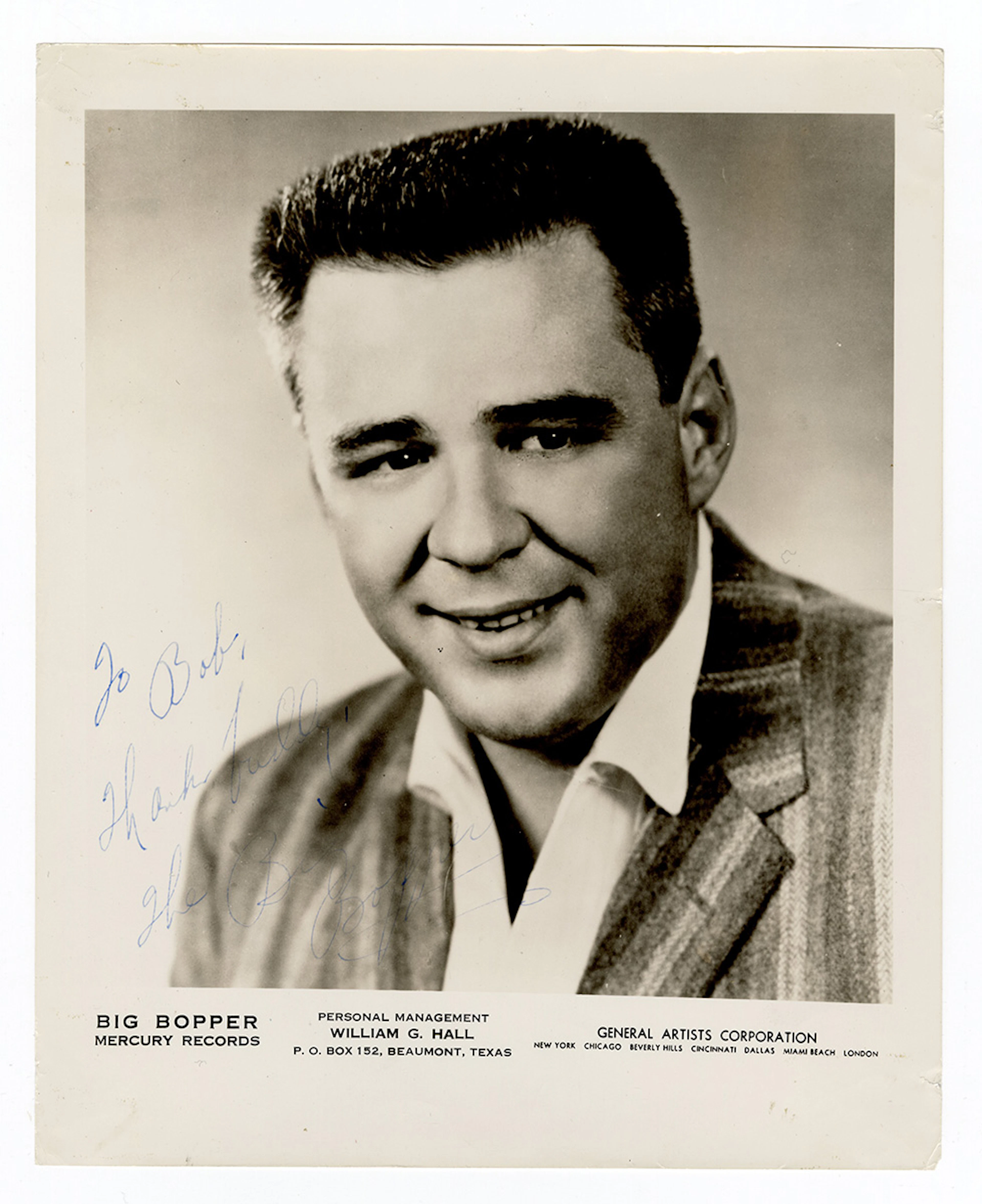 The Big Bopper Signed Photograph JSA