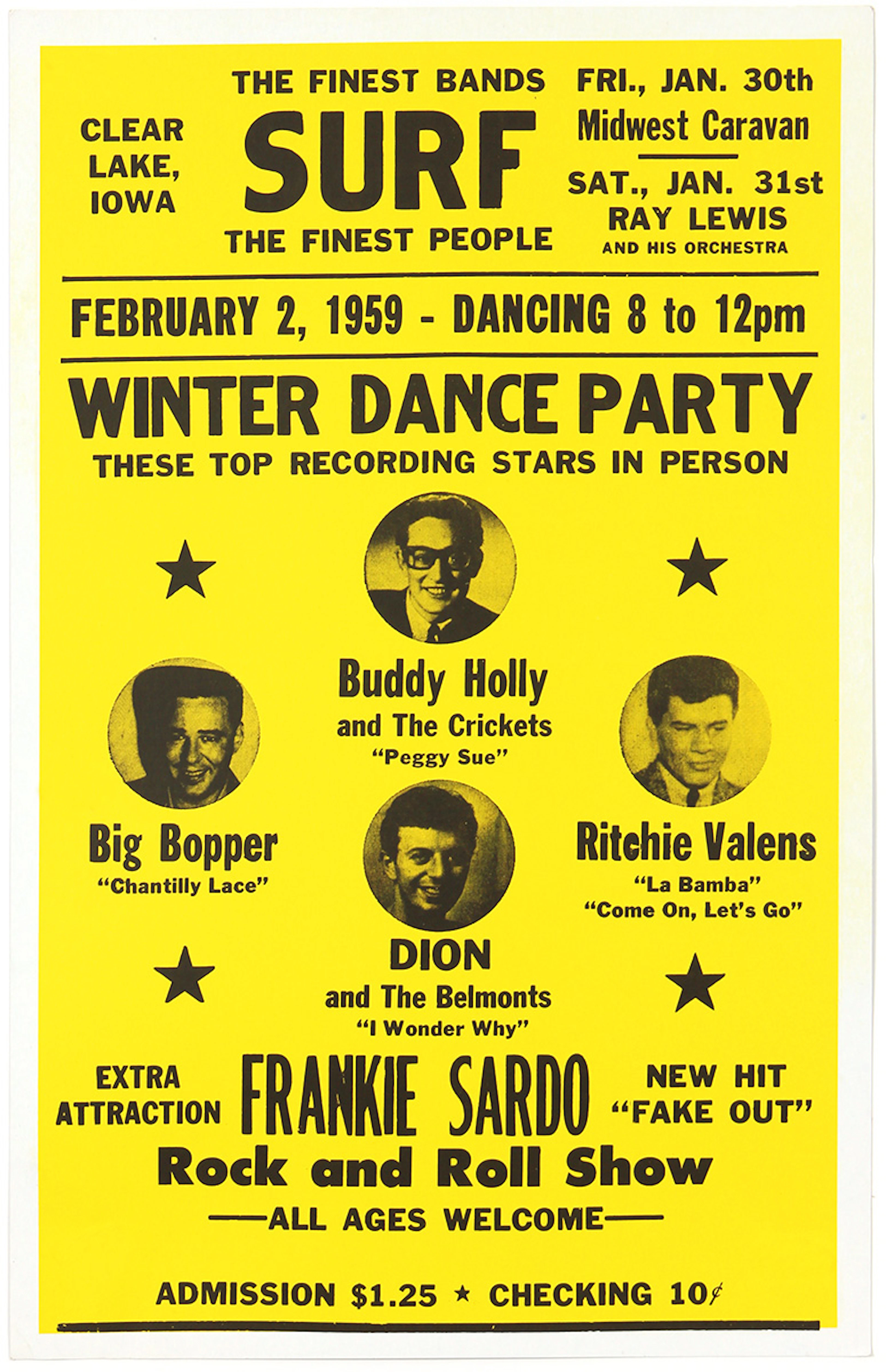 Winter Dance Party 1959 Reproduction Cardboard Concert...