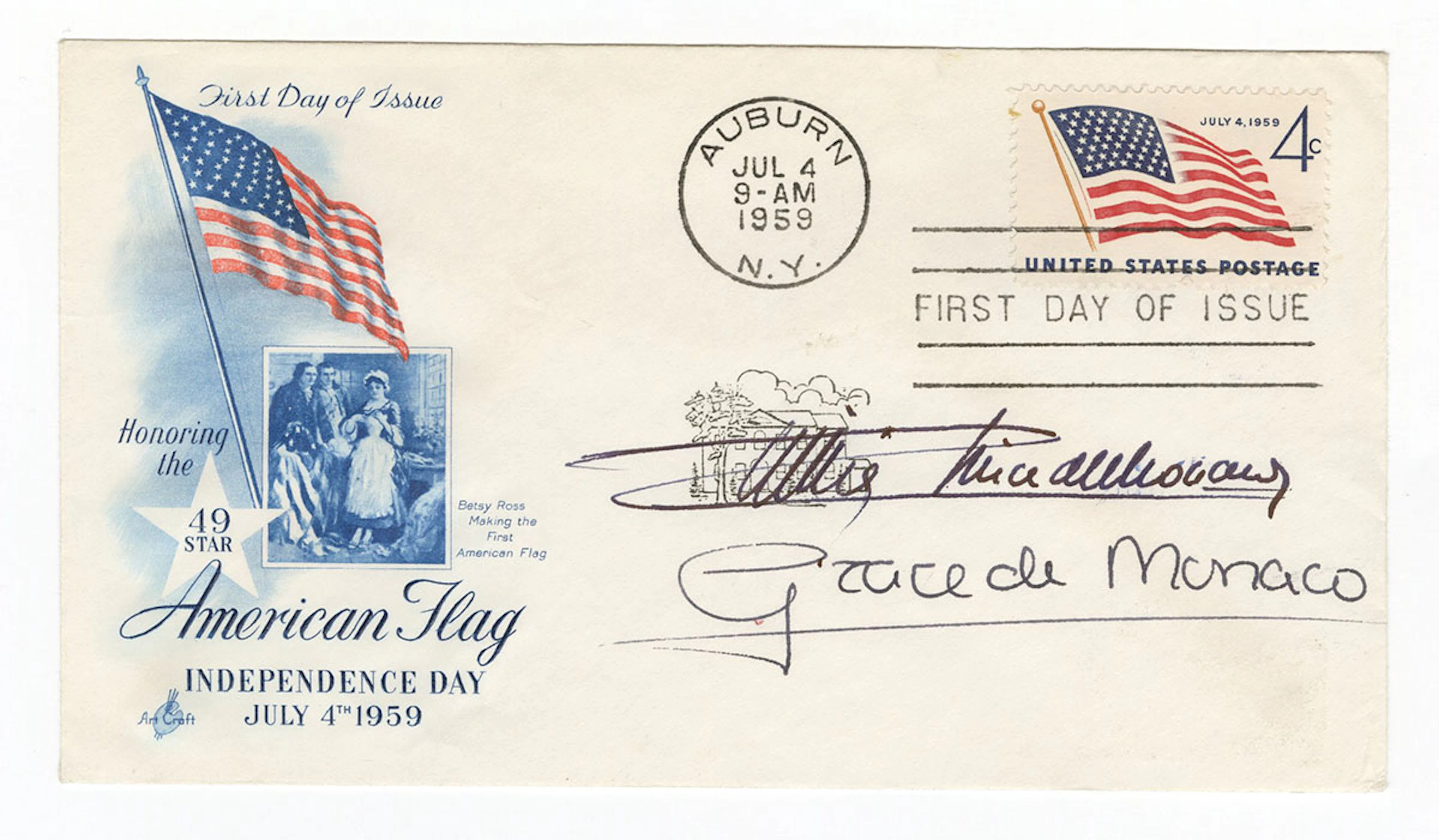 Grace Kelly and Prince Rainier III Signed FDC Cachet Envelope JSA