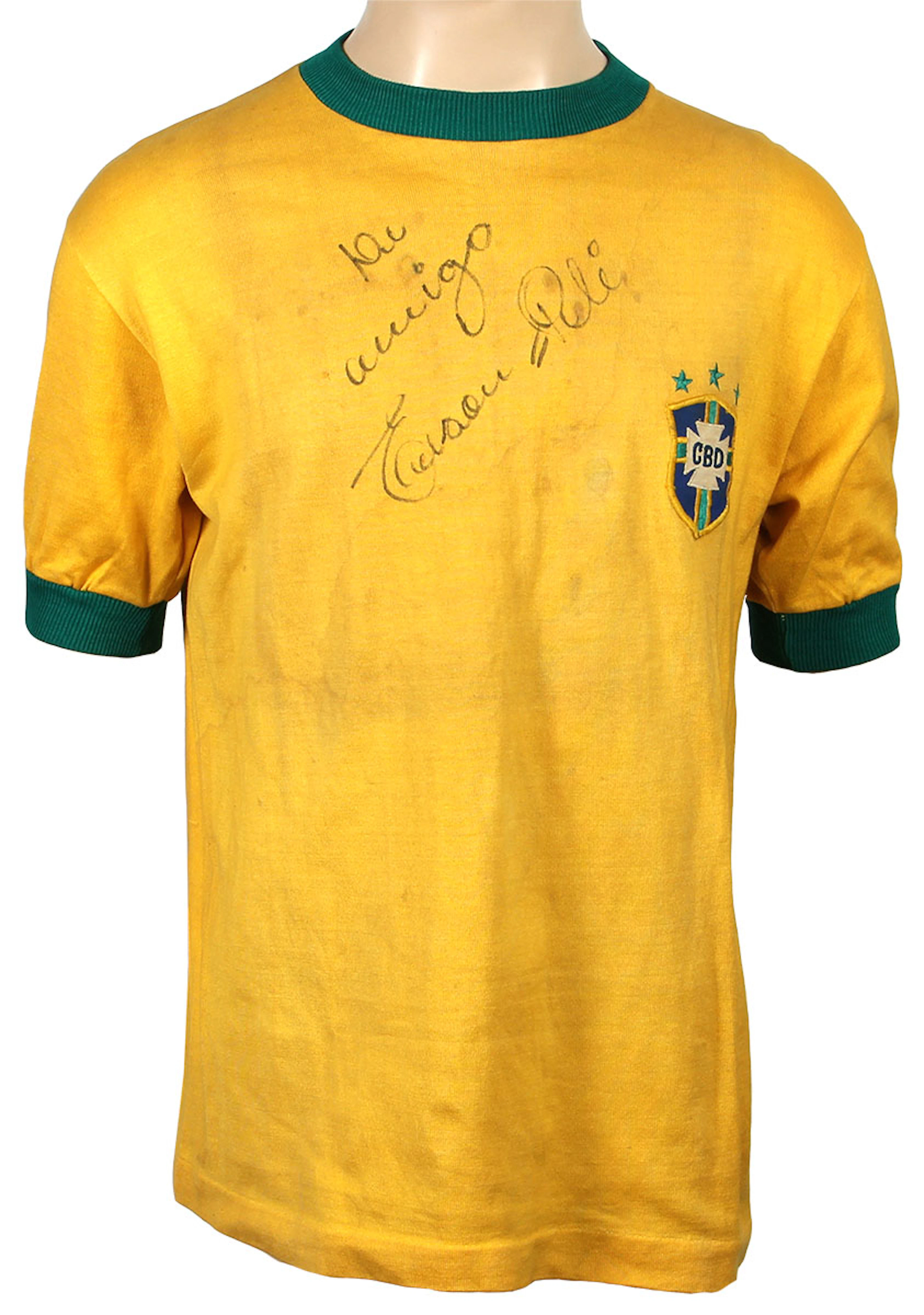 Pelé Historic Signed and National Match Worn Jersey on...