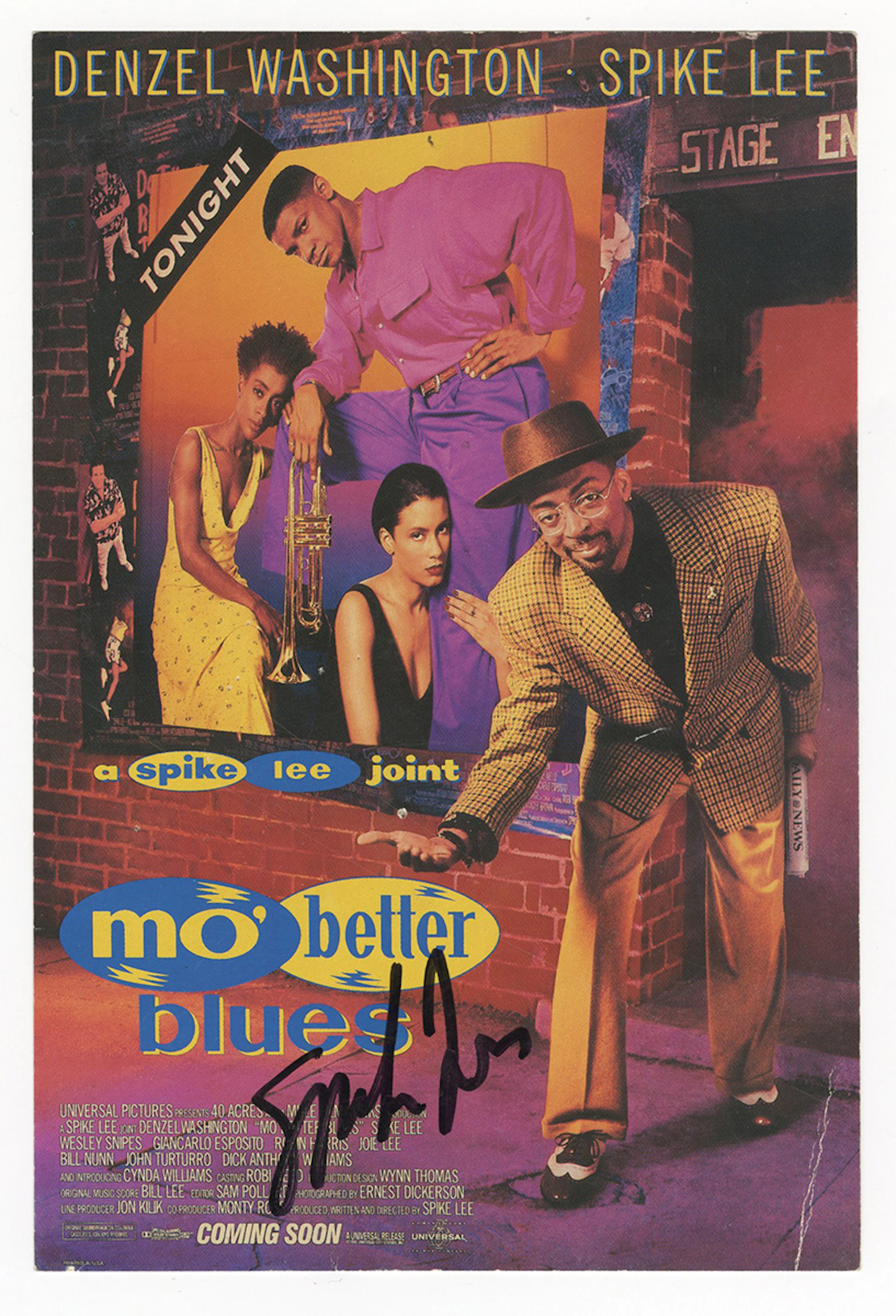 Spike Lee Signed "Mo' Better Blues" Promotional Postcard