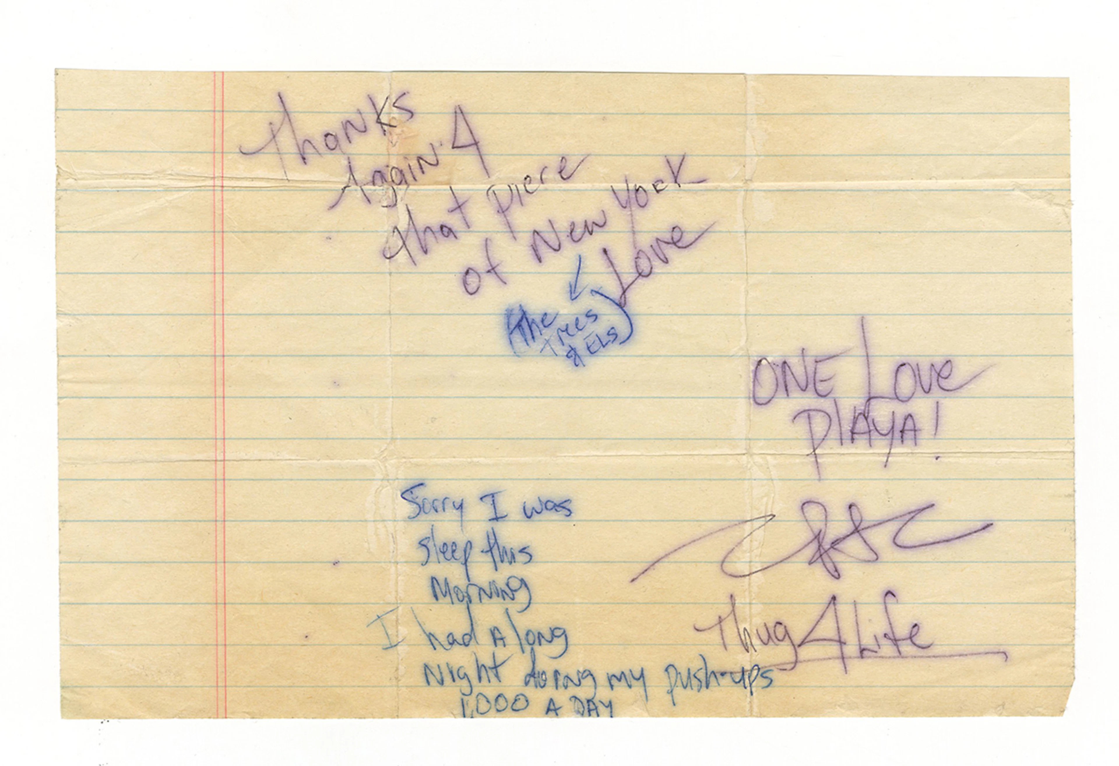 Tupac Shakur Handwritten & Signed Letter JSA