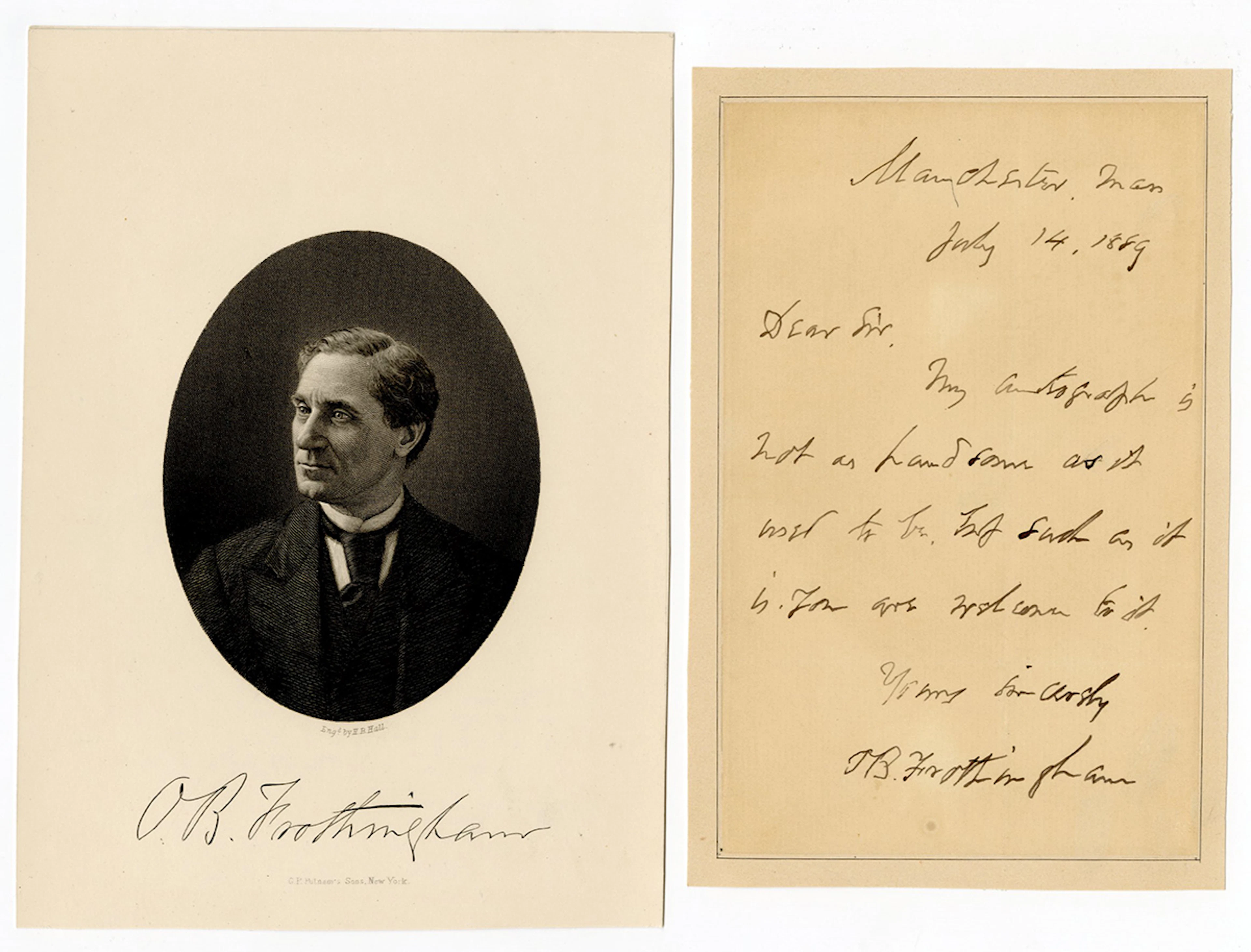 1889 Octavius Frothingham Handwritten Letter (Clergyman and Author)