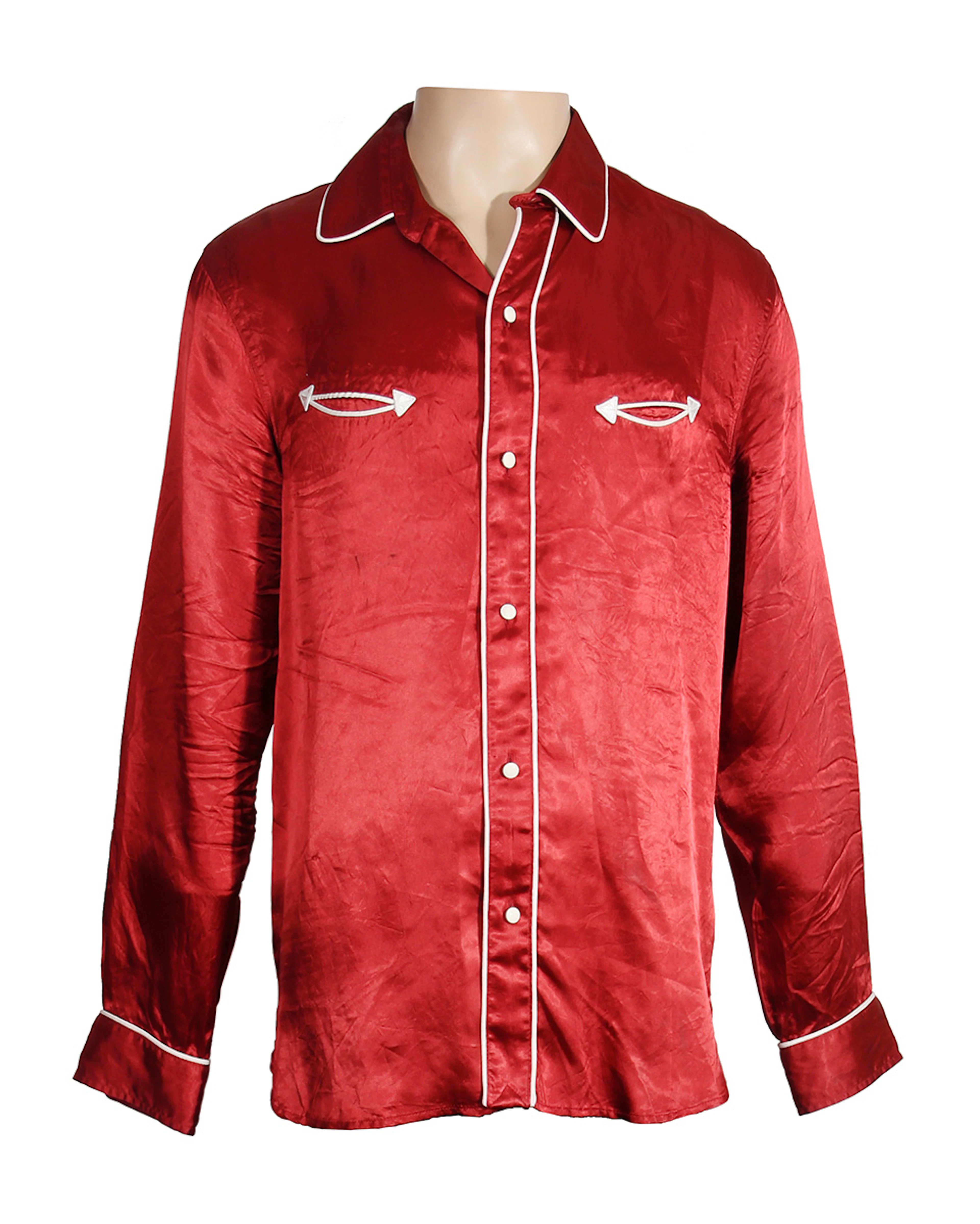 Michael Jackson Owned & Worn Western-Style Silky Rust Shirt and Black Pants