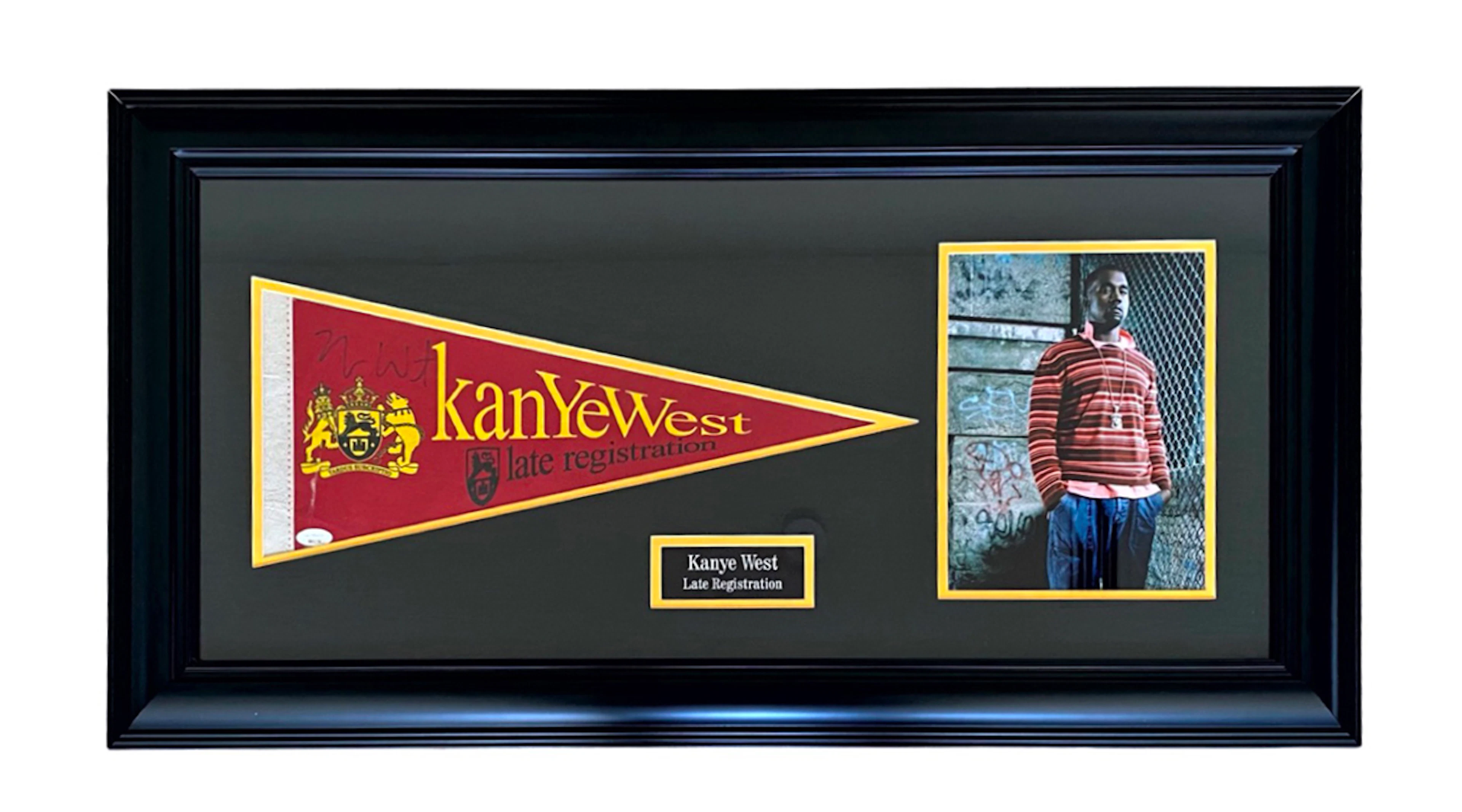 Kanye West Signed 2005 Late Registration Roc A Fella Records Pennant JSA