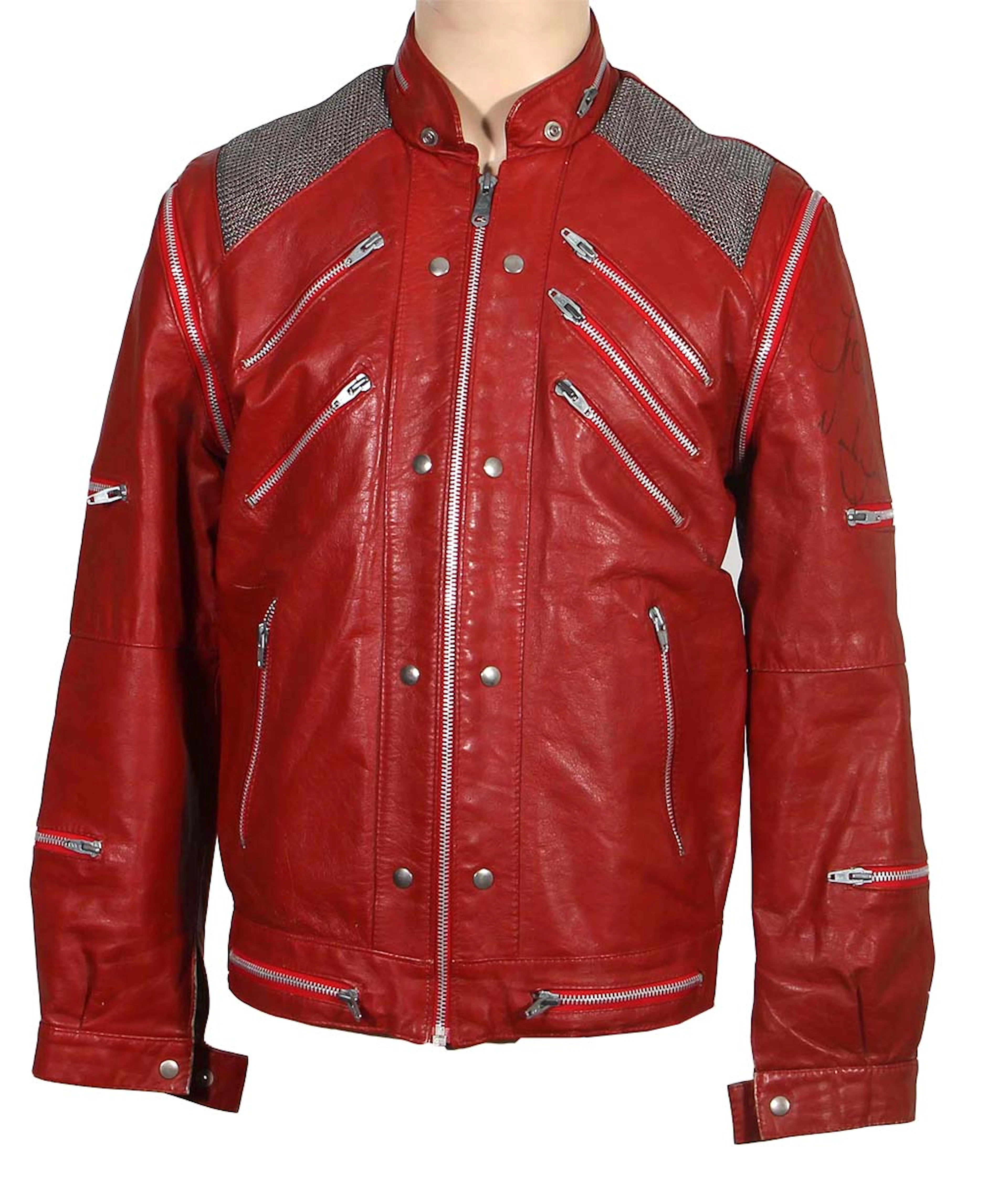 Michael Jackson Signed "Beat It" Style Red Leather Jacket...