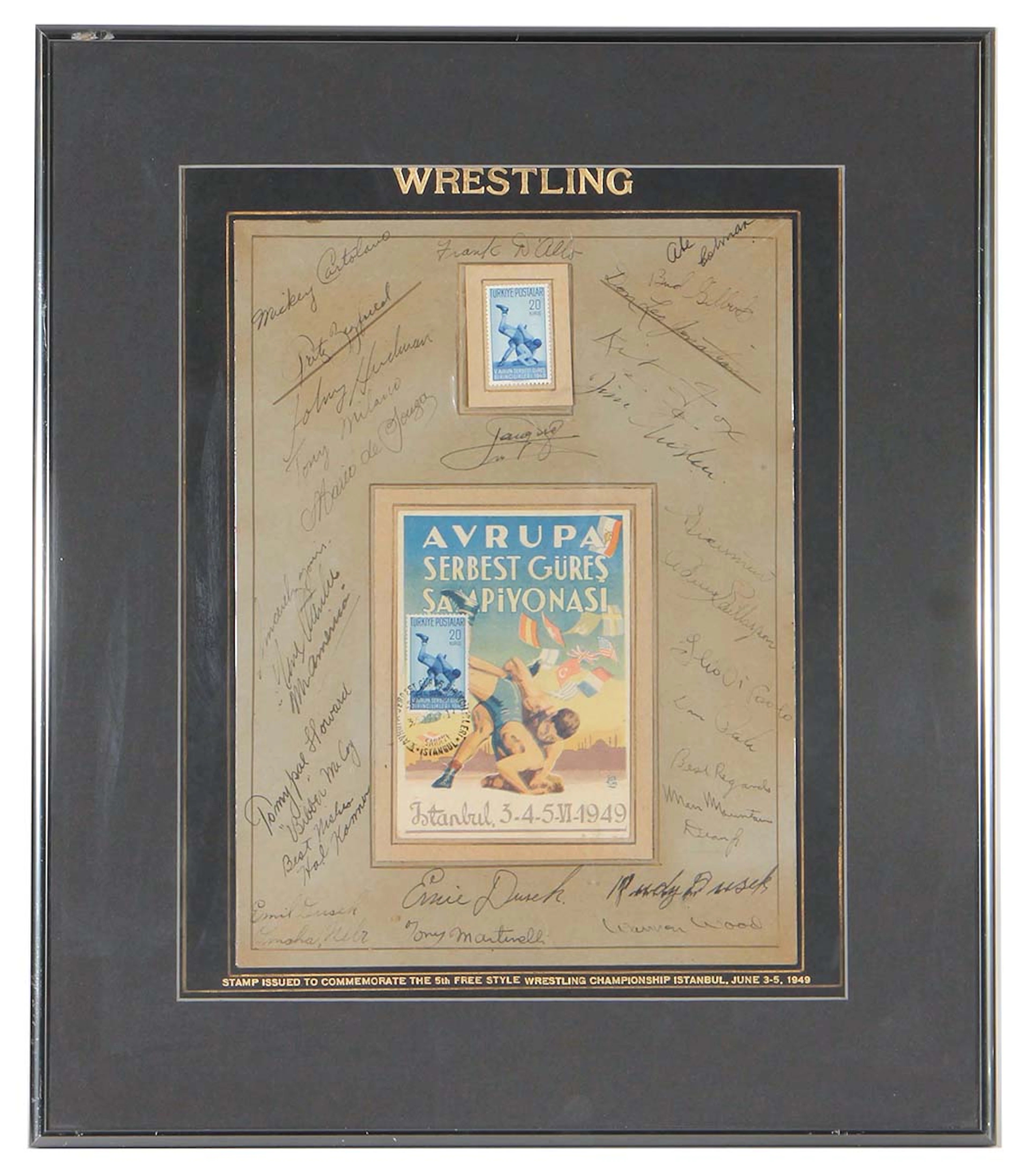 Vintage Signed Wrestling Display (25+ Signatures)