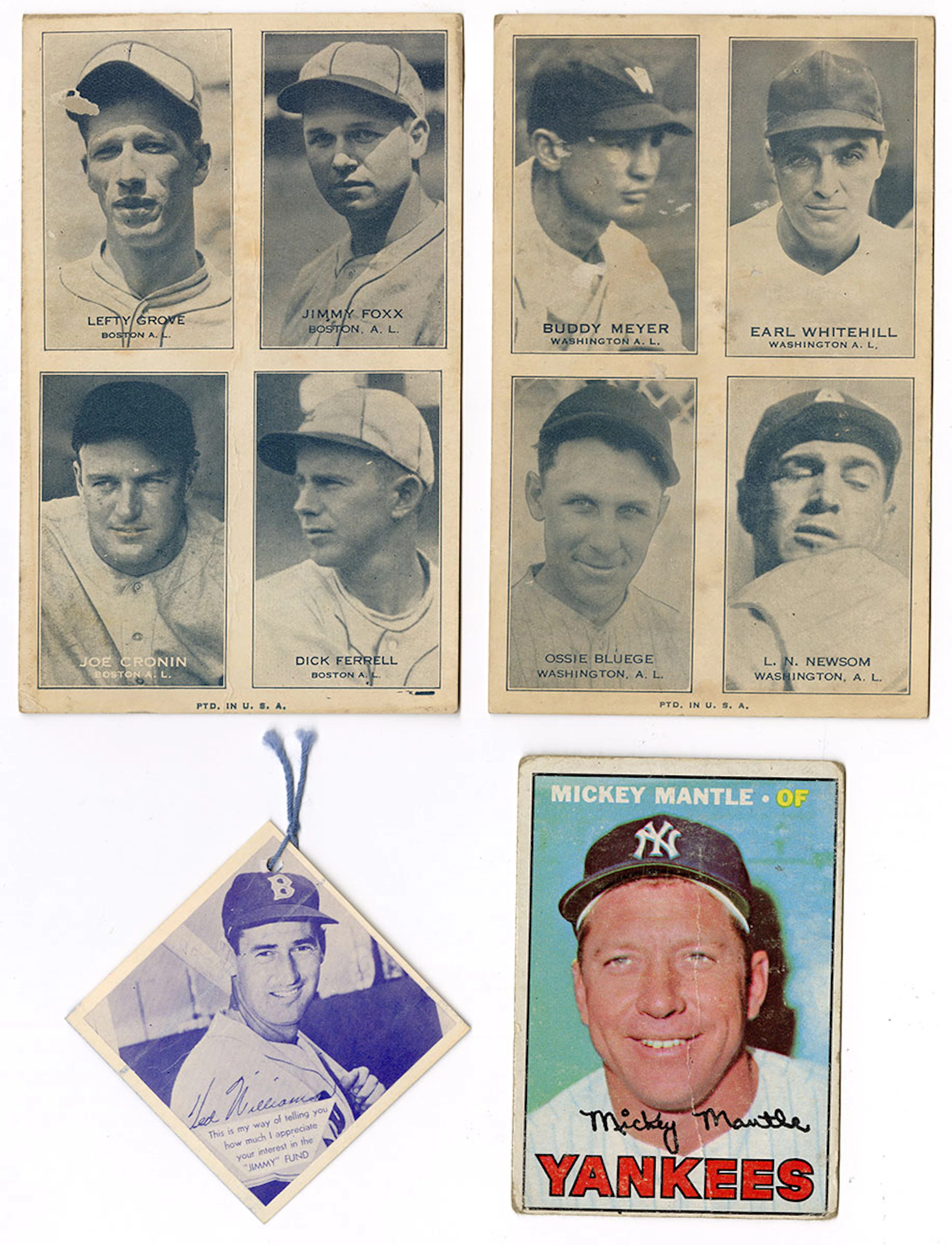 Lot of 4 Pieces of Vintage Baseball Cards & Ephemera (Mantle