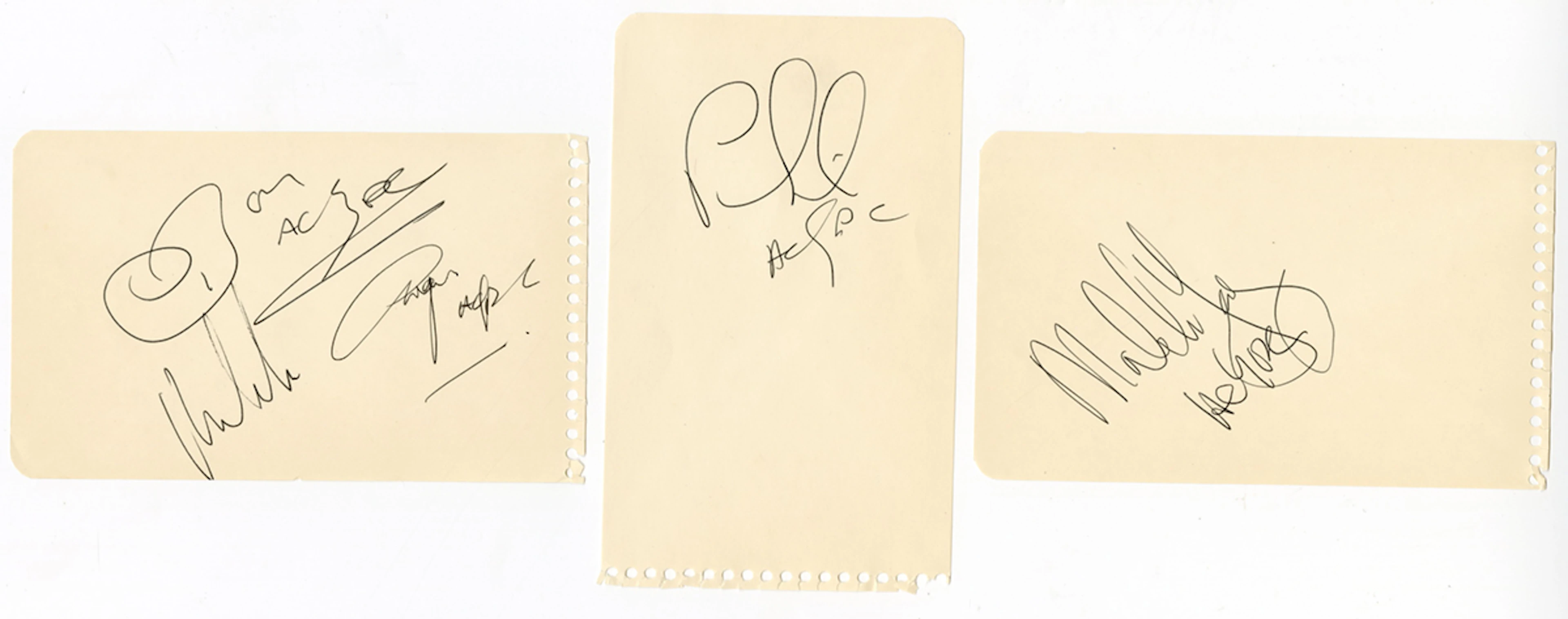 AC/DC Band Signed & Inscribed Autograph Book Pages With Bon Scott