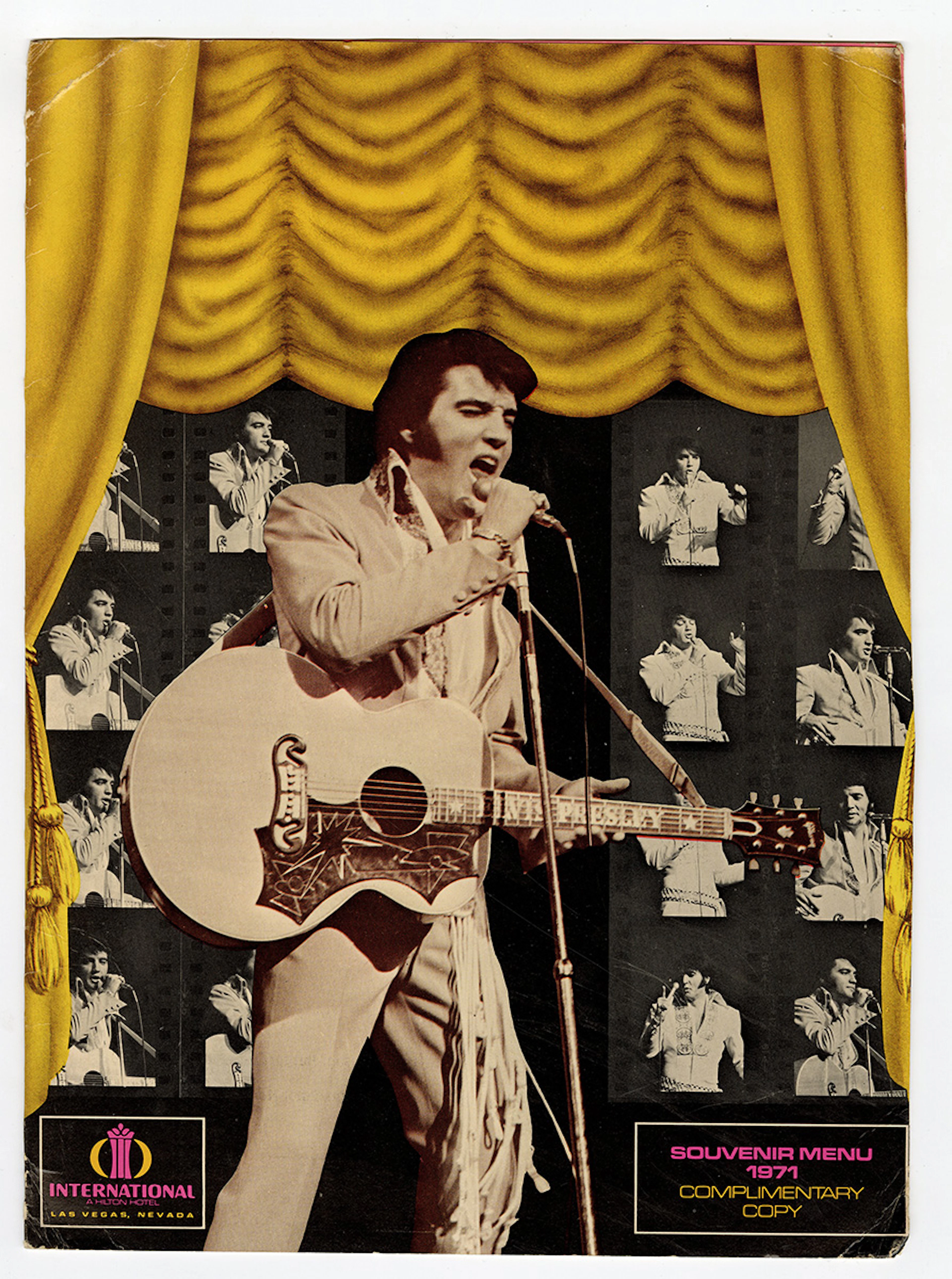 1971 Elvis Presley International Hilton Hotel Las Vegas Yellow Souvenir Menu