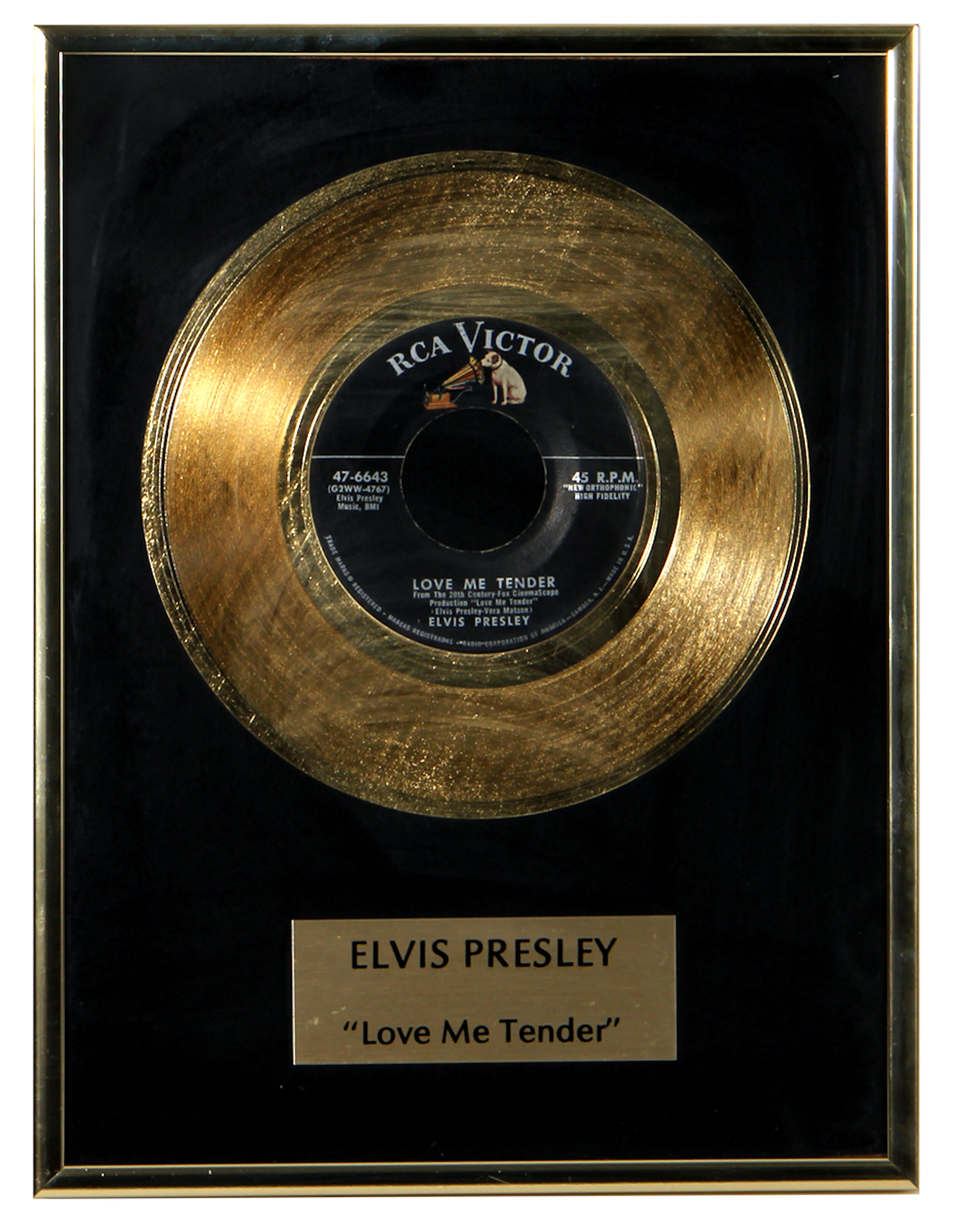 Elvis Presley "Love Me Tender" Gold Plated Record in Custom Display