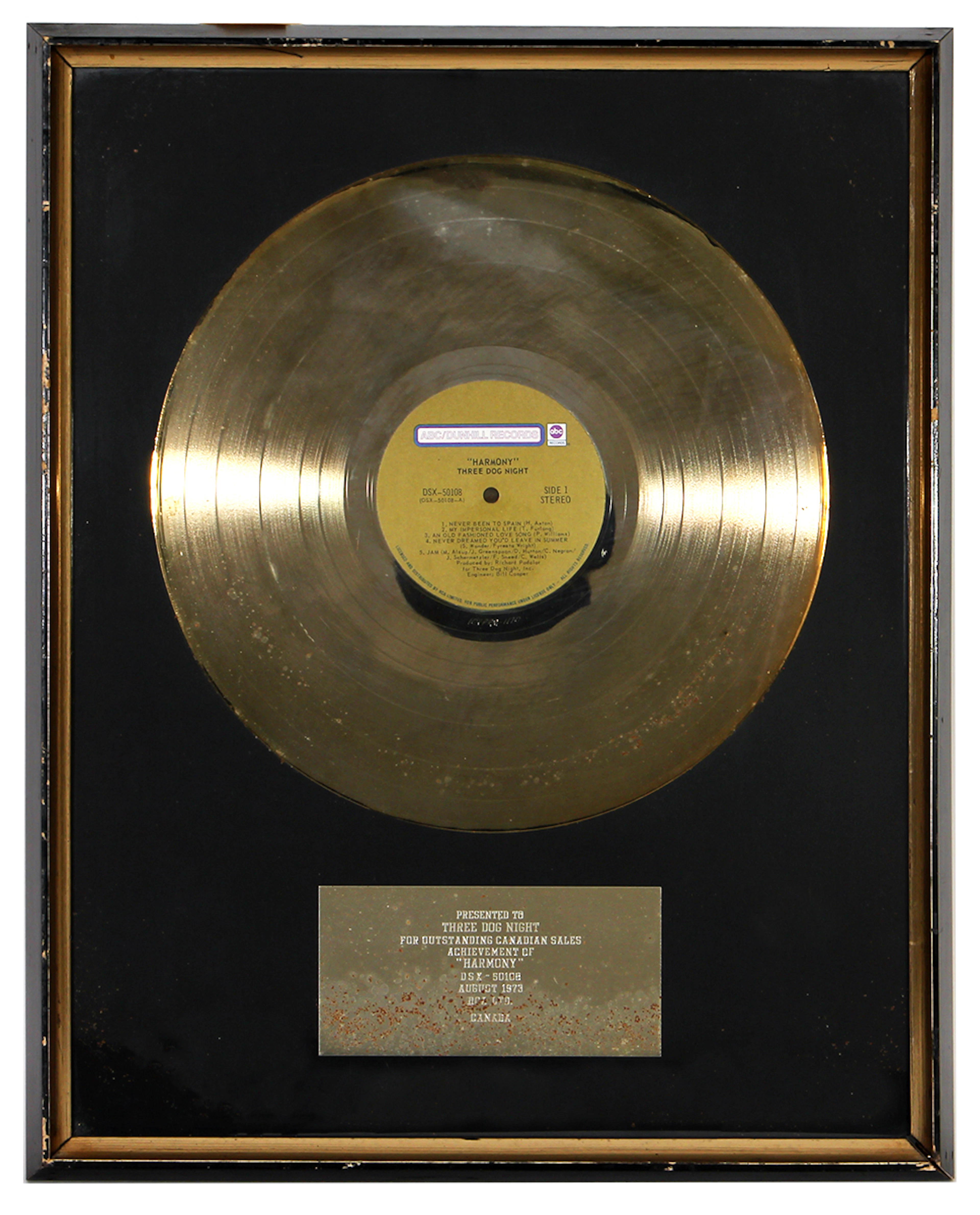 Three Dog Night “Harmony” Canadian Record Award