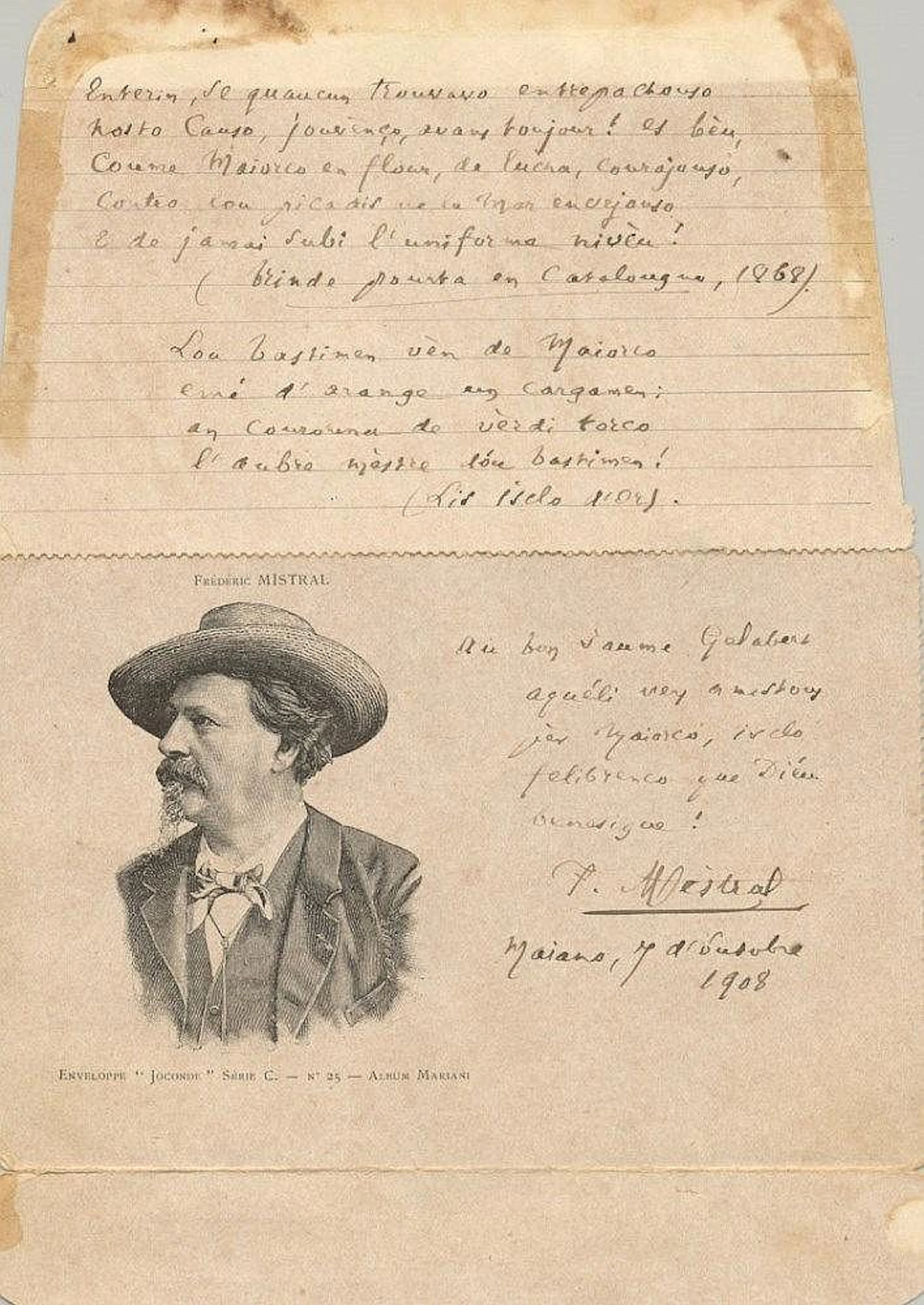 MISTRAL FREDERIC: (1830-1914) French Writer. Nobel Prize winner for Literat