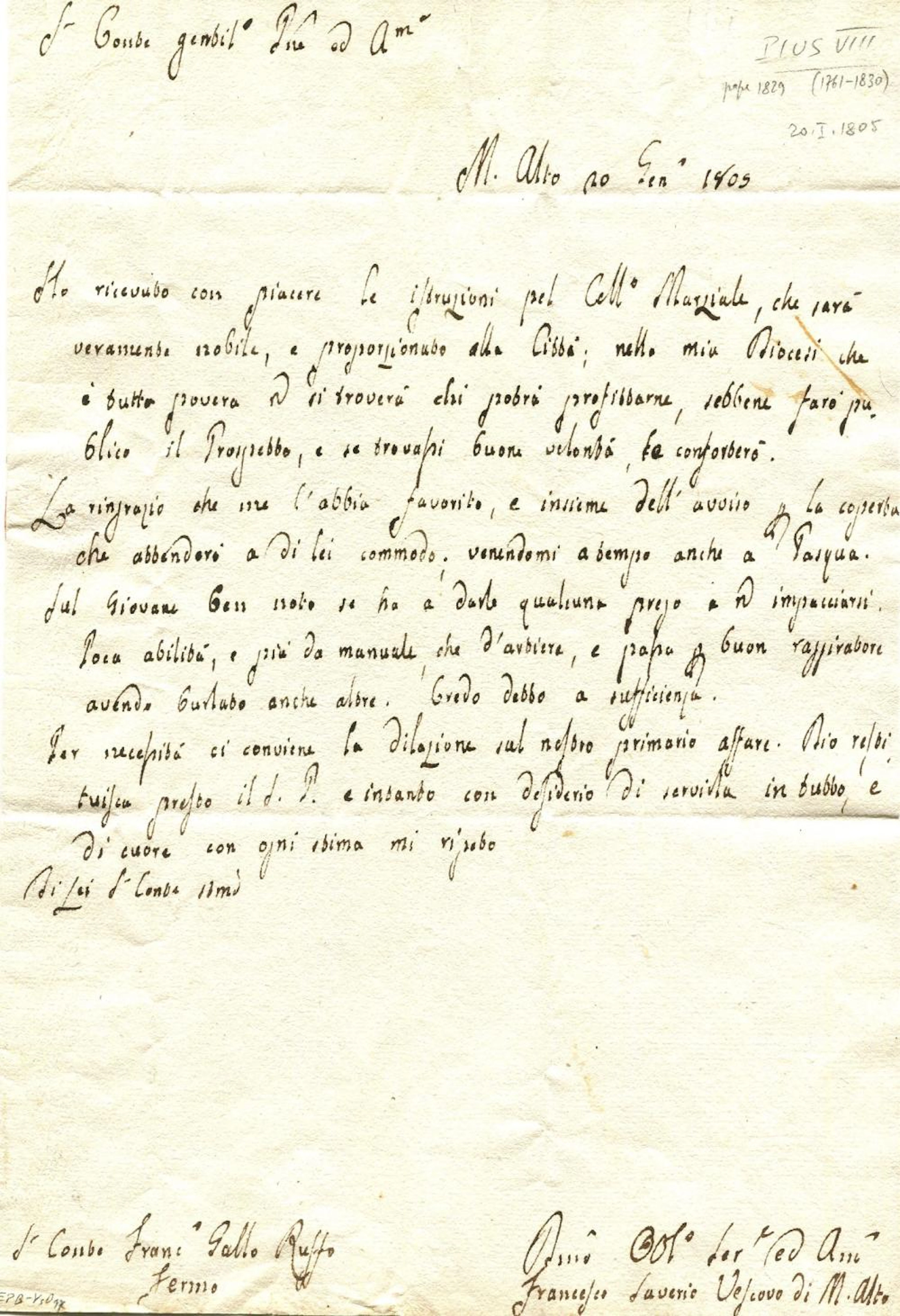 PIUS VIII: (1761-1830)