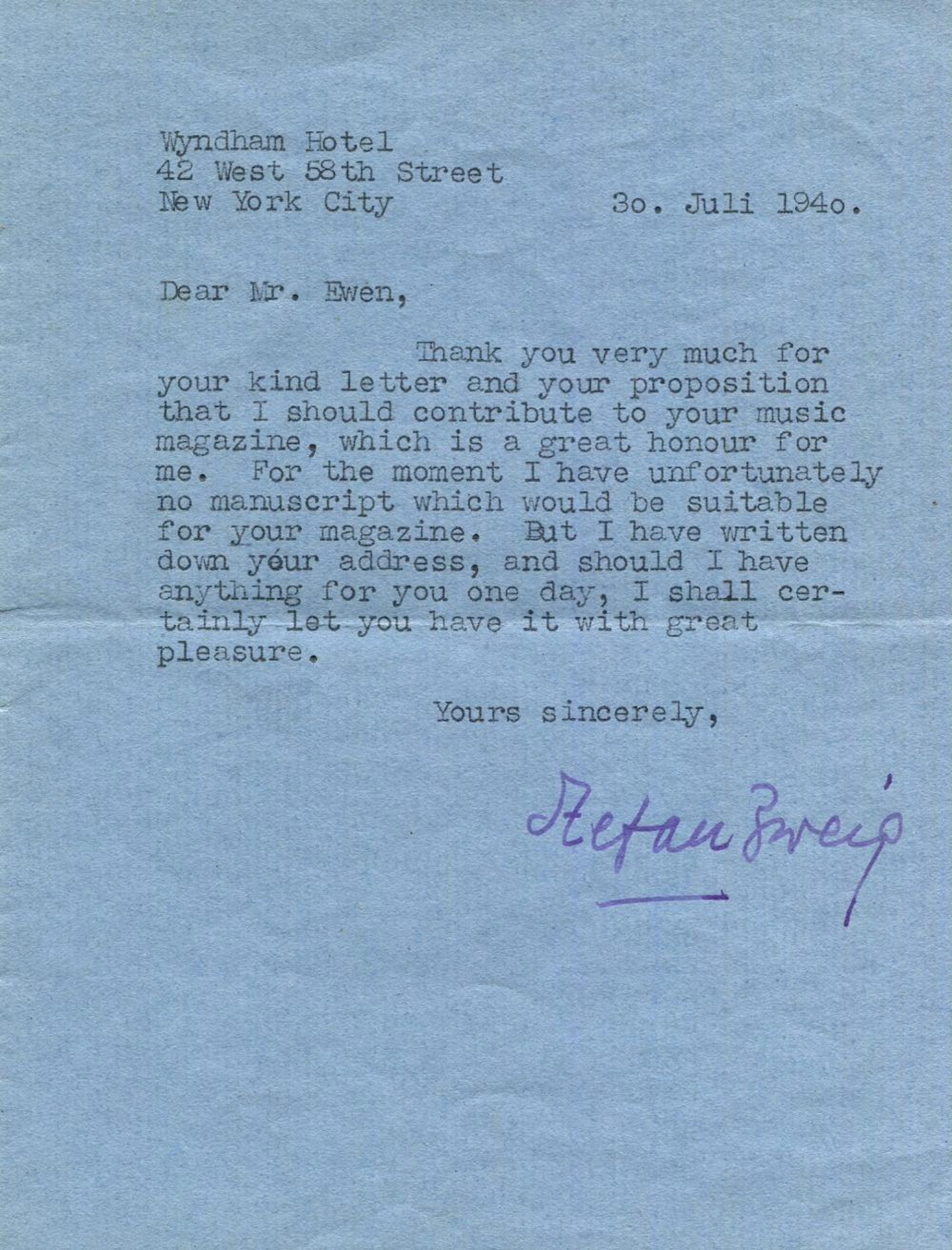 ZWEIG STEFAN: (1881-1942)