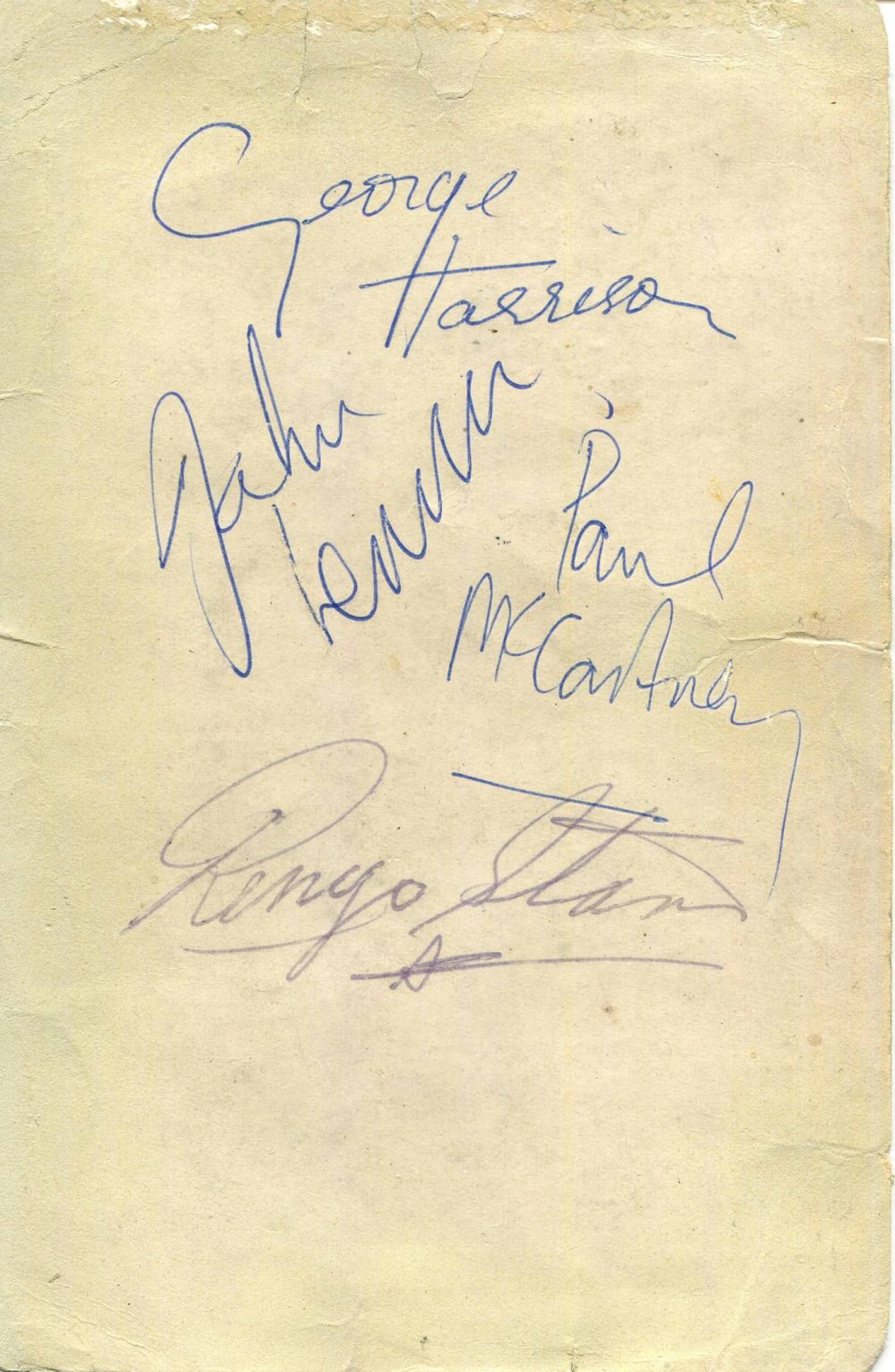 BEATLES THE: Vintage signed postcard photograph by all four