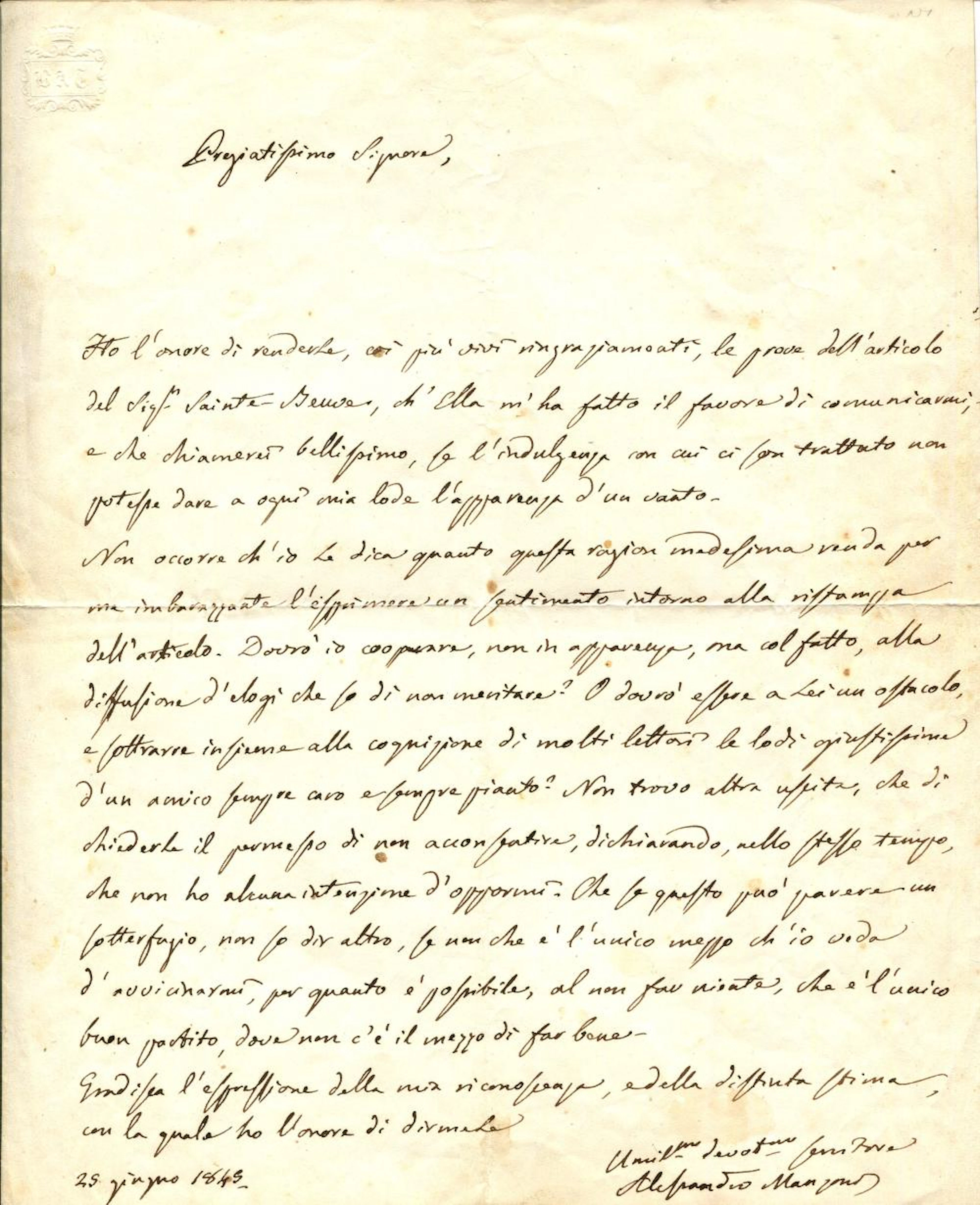 MANZONI ALESSANDRO: (1785-1873)