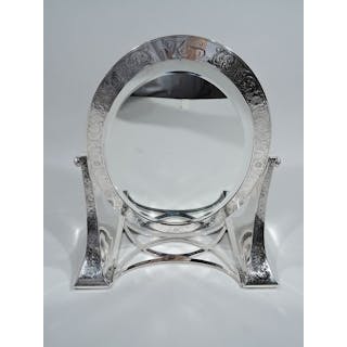 American Art Nouveau Sterling Silver Vanity Table Mirror