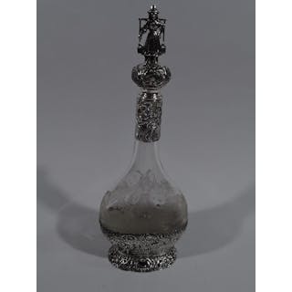 Antique German Silver & Glass Windmill Decanter