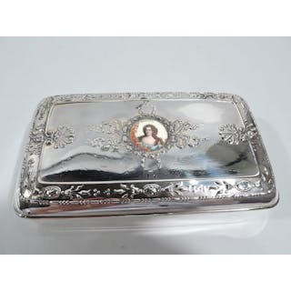 Gorham Sterling Silver & Enamel Jewelry Box with Baroque Beauty