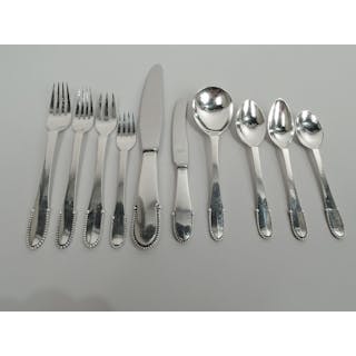 Georg Jensen Beaded Sterling Silver Dinner & Lunch Set with 157 Pieces