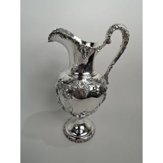 Antique American Sterling Silver Pitcher with Fruiting Grapevine 1894